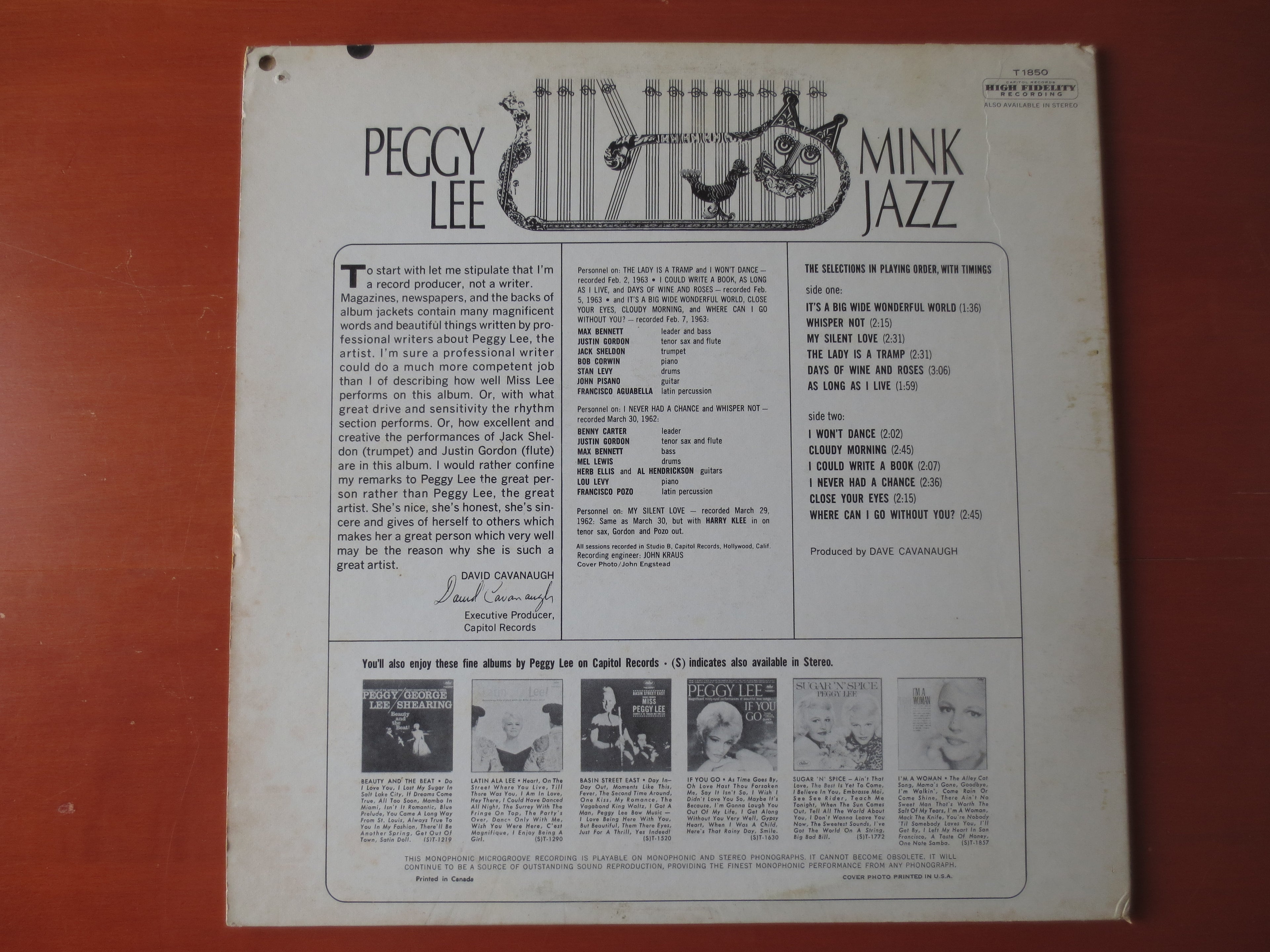 Peggy Lee – Mink Jazz (1963) [Vinyl LP]