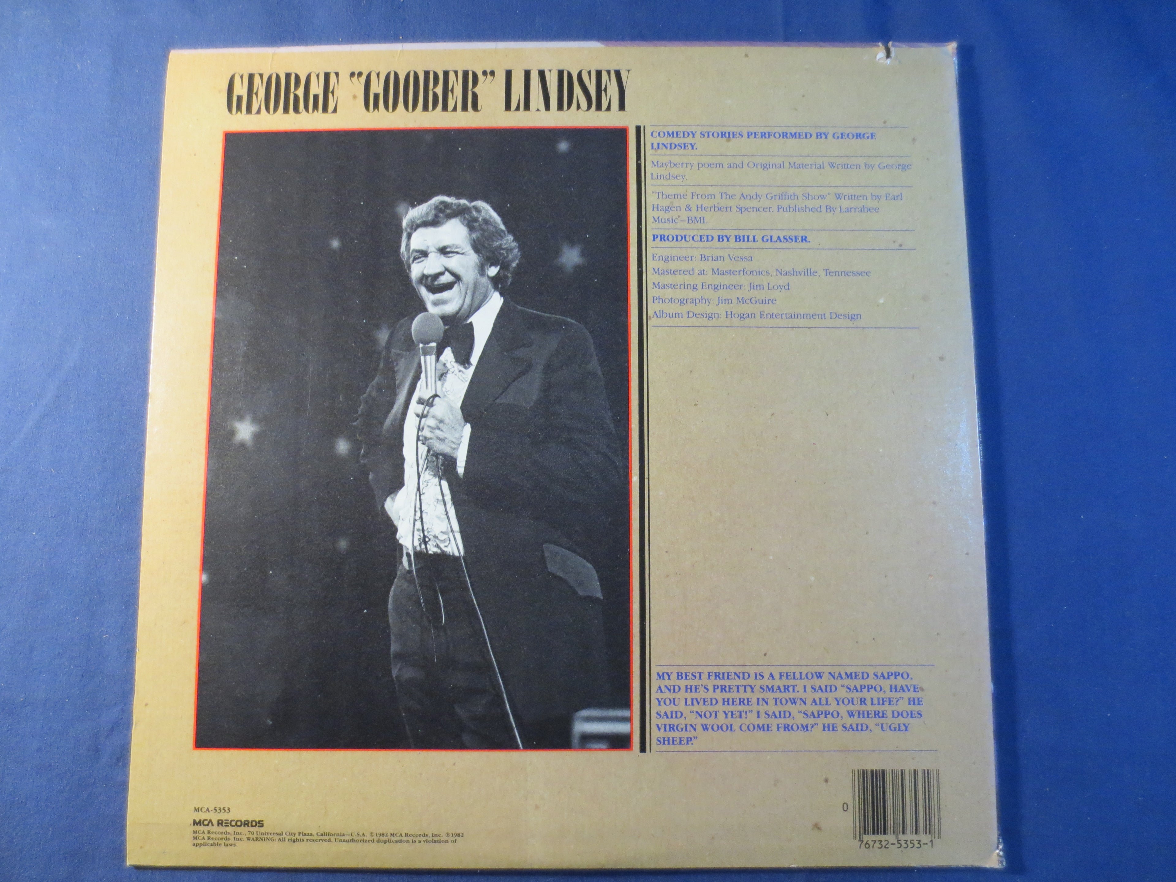 GEORGE LINDSEY, Goober Goes to Town, Vintage Album, 1982 Record, Vinyl Lp