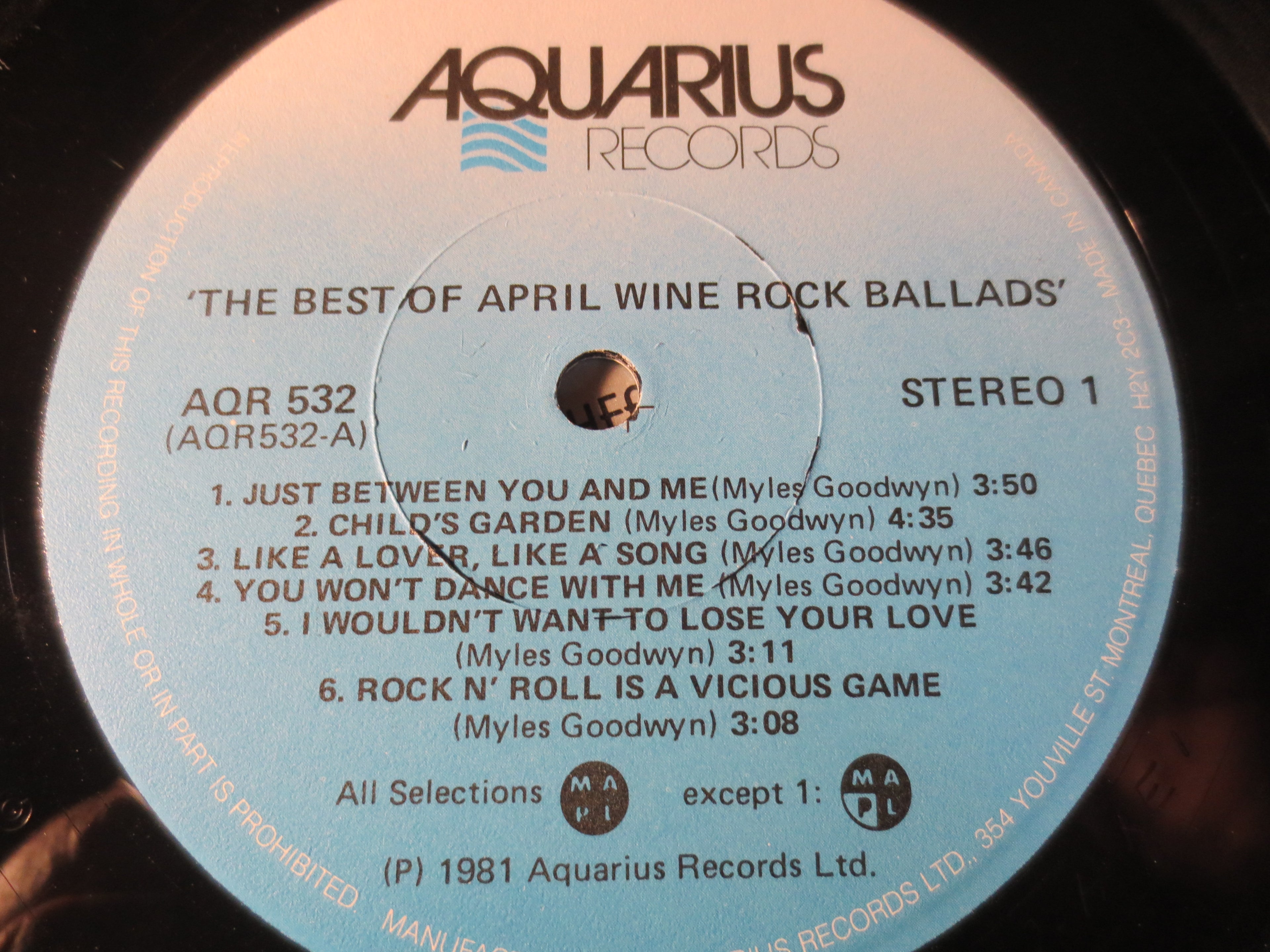 April Wine – The Best of April Wine Rock Ballads (1981) Vinyl LP