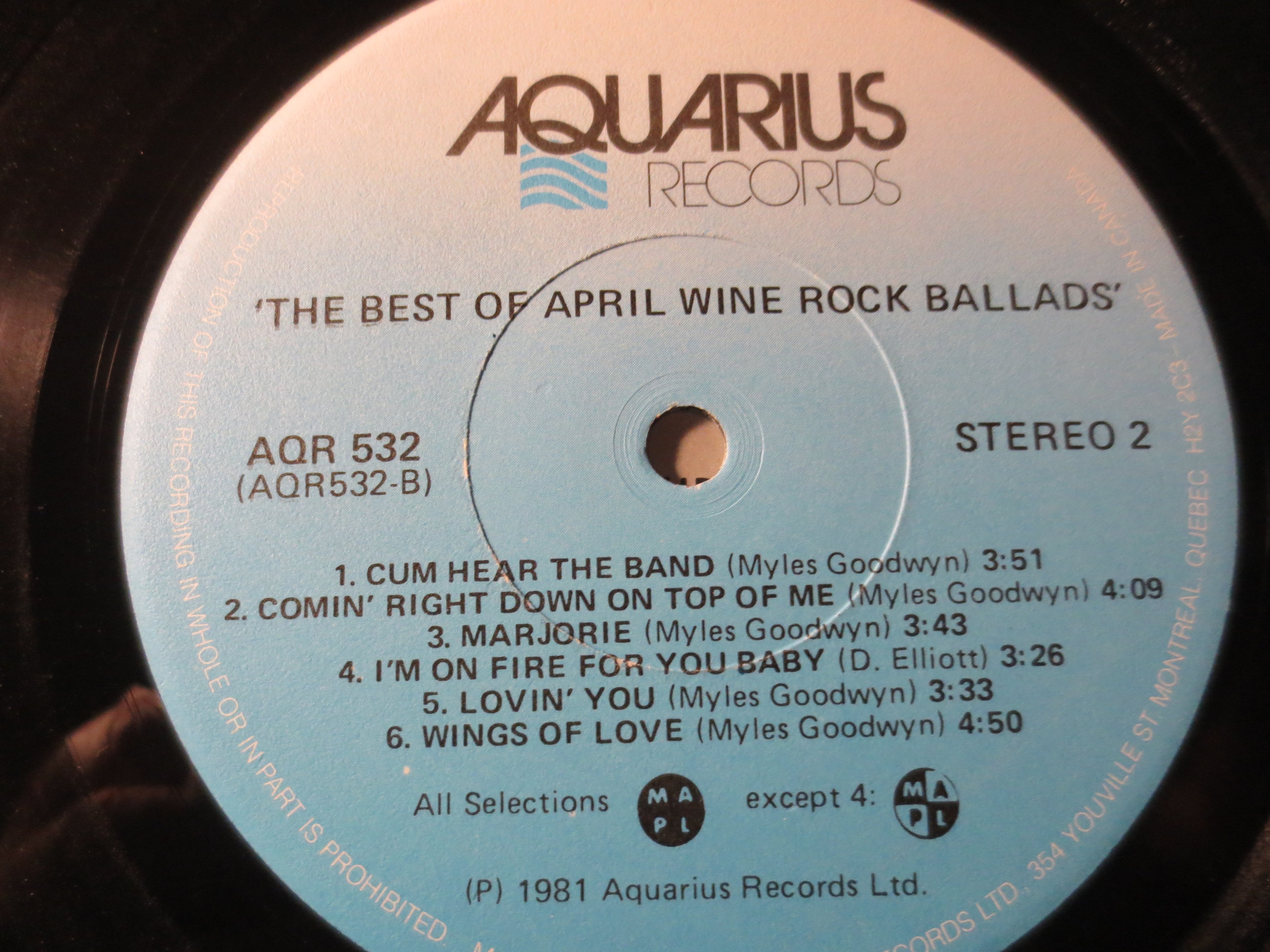 April Wine – The Best of April Wine Rock Ballads (1981) Vinyl LP