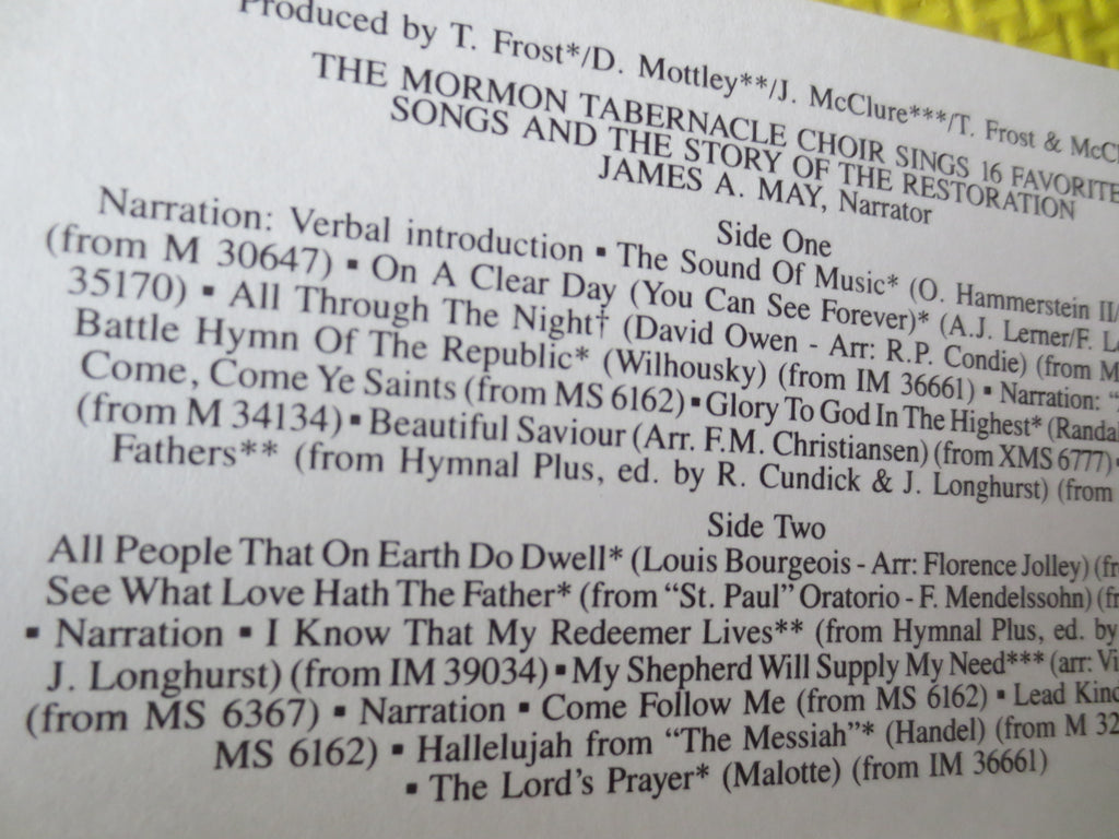 Mormon Tabernacle Choir – 16 Favourite Songs (1985) Cassette