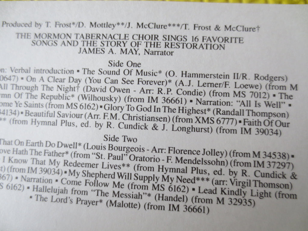 Mormon Tabernacle Choir – 16 Favourite Songs (1985) Cassette