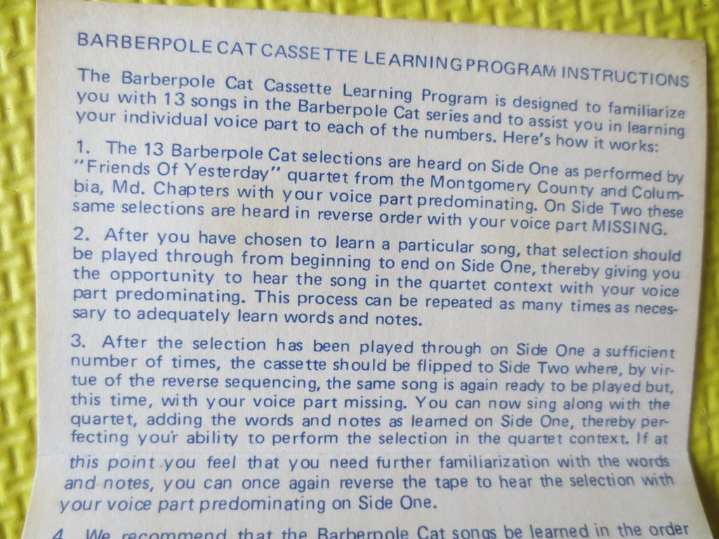 Barberpole Cat Learning Program – Bass Cassette