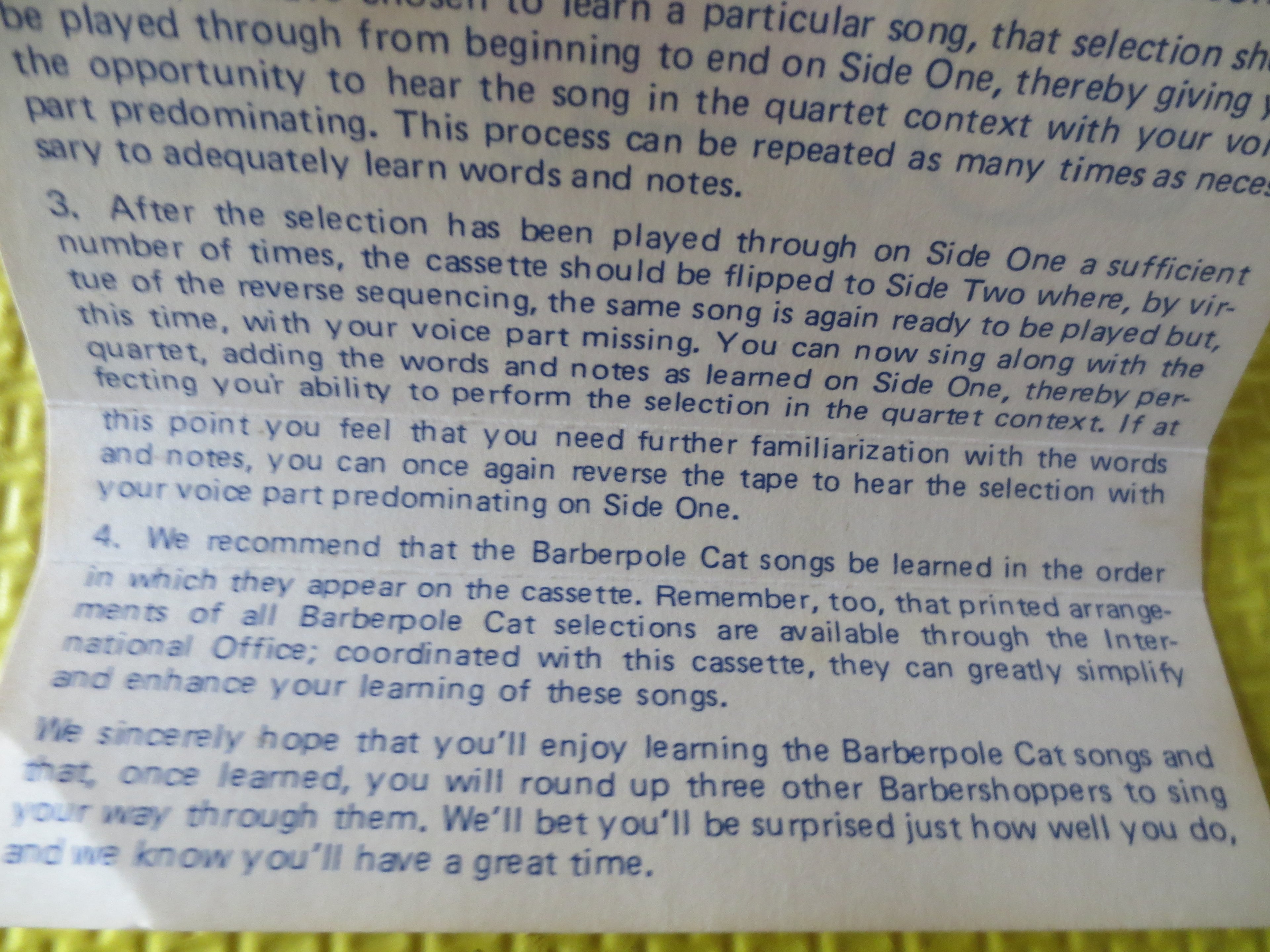 Barberpole Cat Learning Program – Bass Cassette