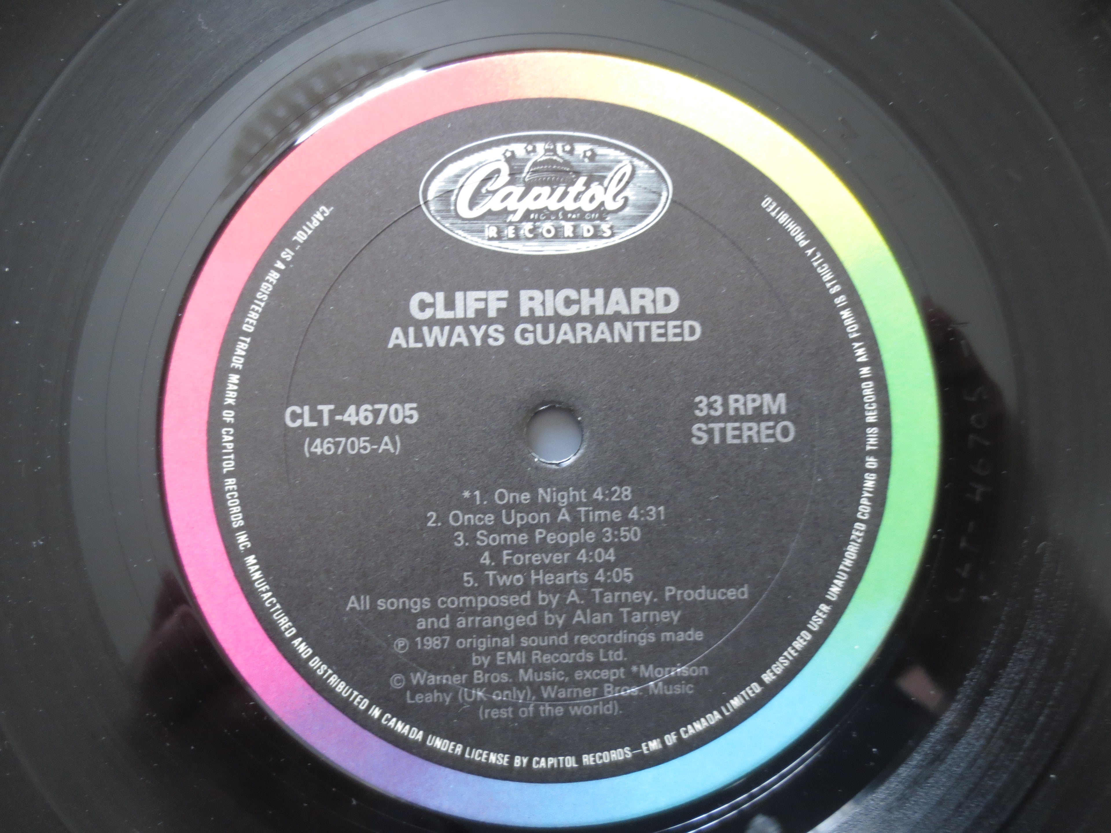 Cliff Richard – Always Guaranteed (1987) Vinyl LP