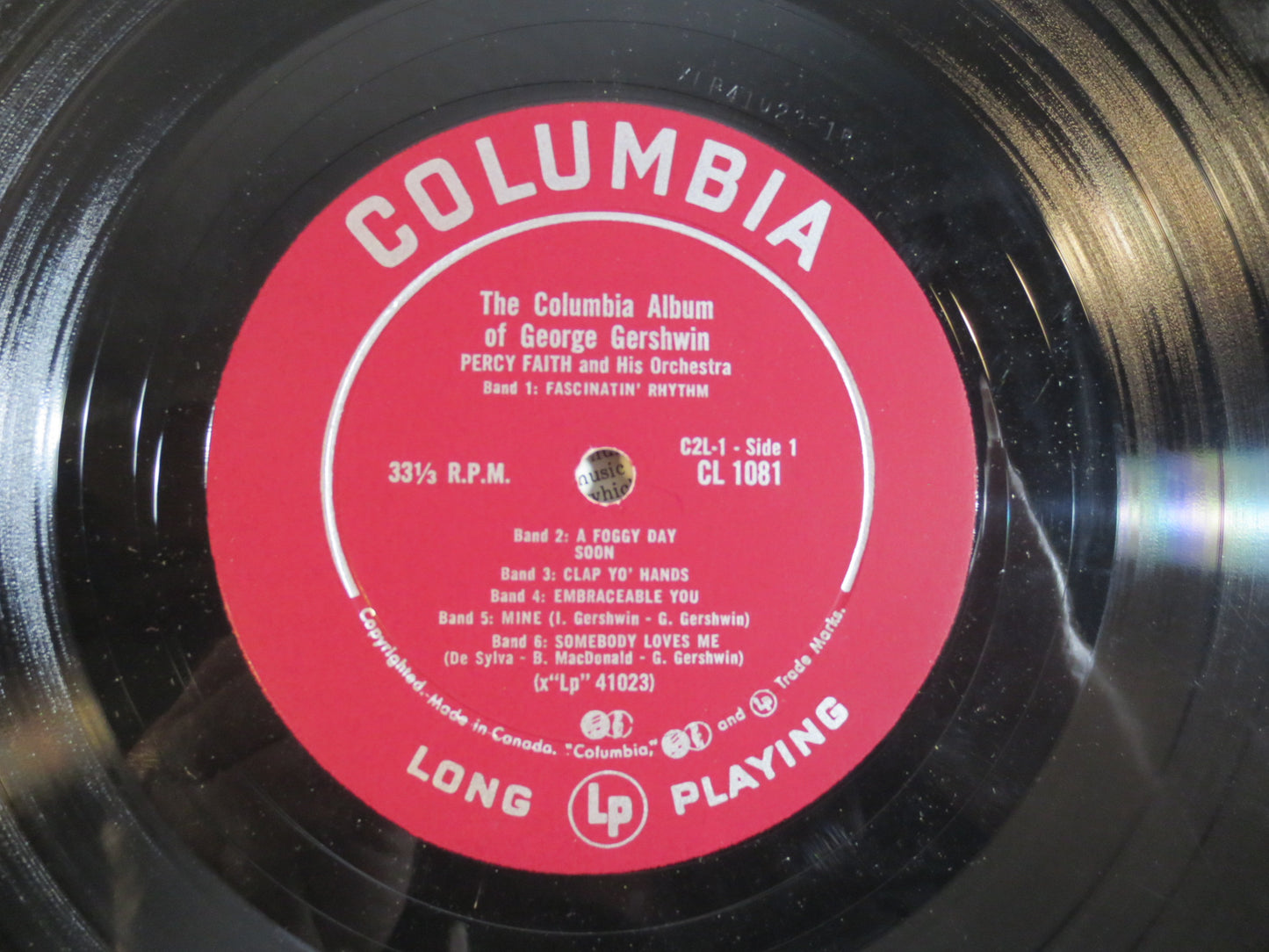 PERCY FAITH, George GERSHWIN Lp, Colmbia Records, Percy Faith Album, Percy Faith Vinyl, Vinyl Lp, Lps, 1958 Records