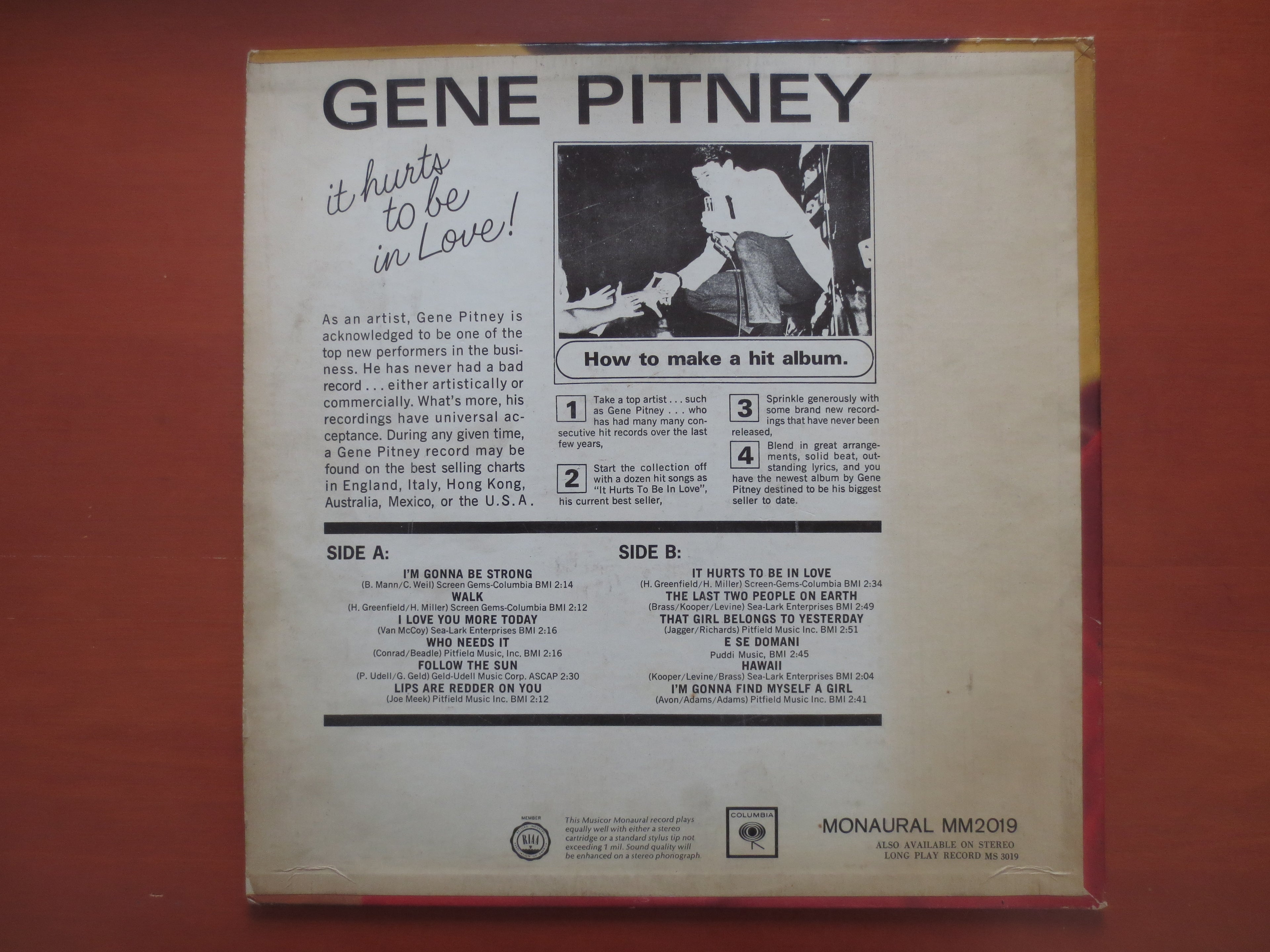 Gene Pitney – It Hurts to Be in Love (1964) Vinyl LP