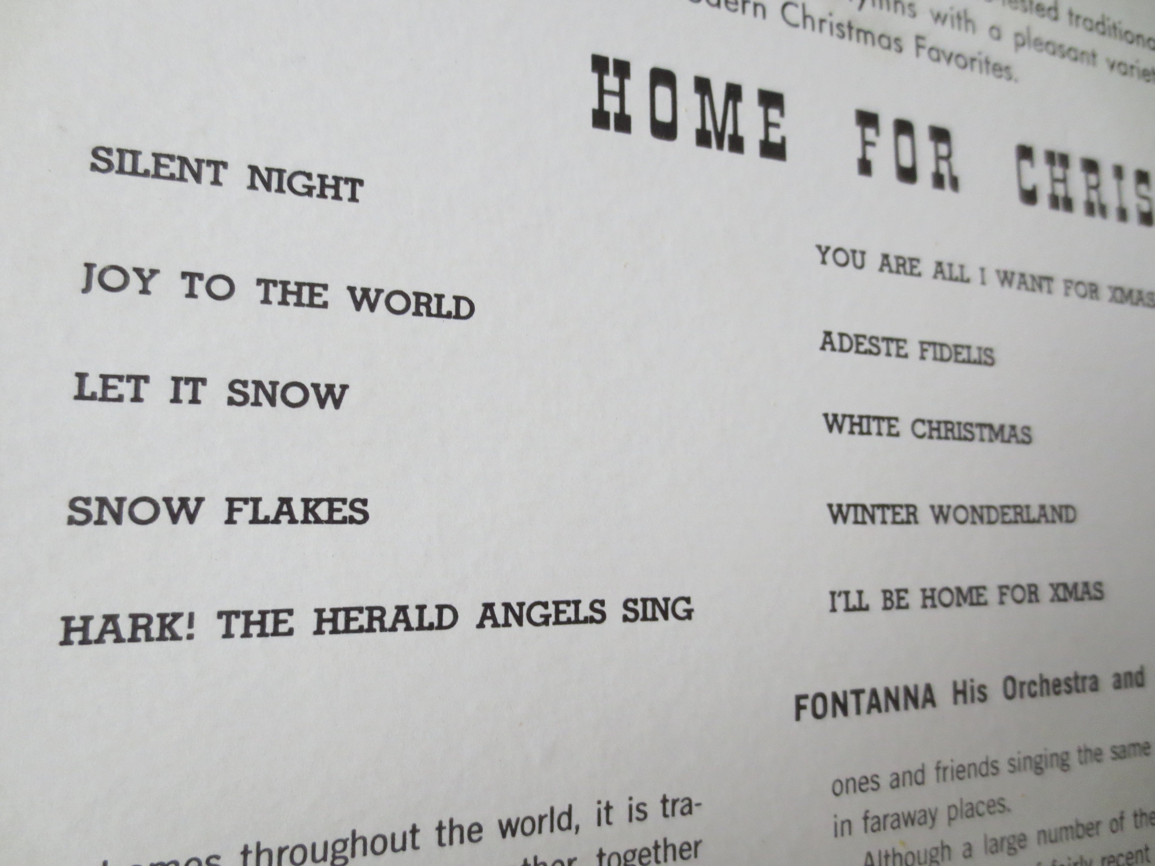 Home for Christmas – Fontanna and His Orchestra (1967) Vinyl LP