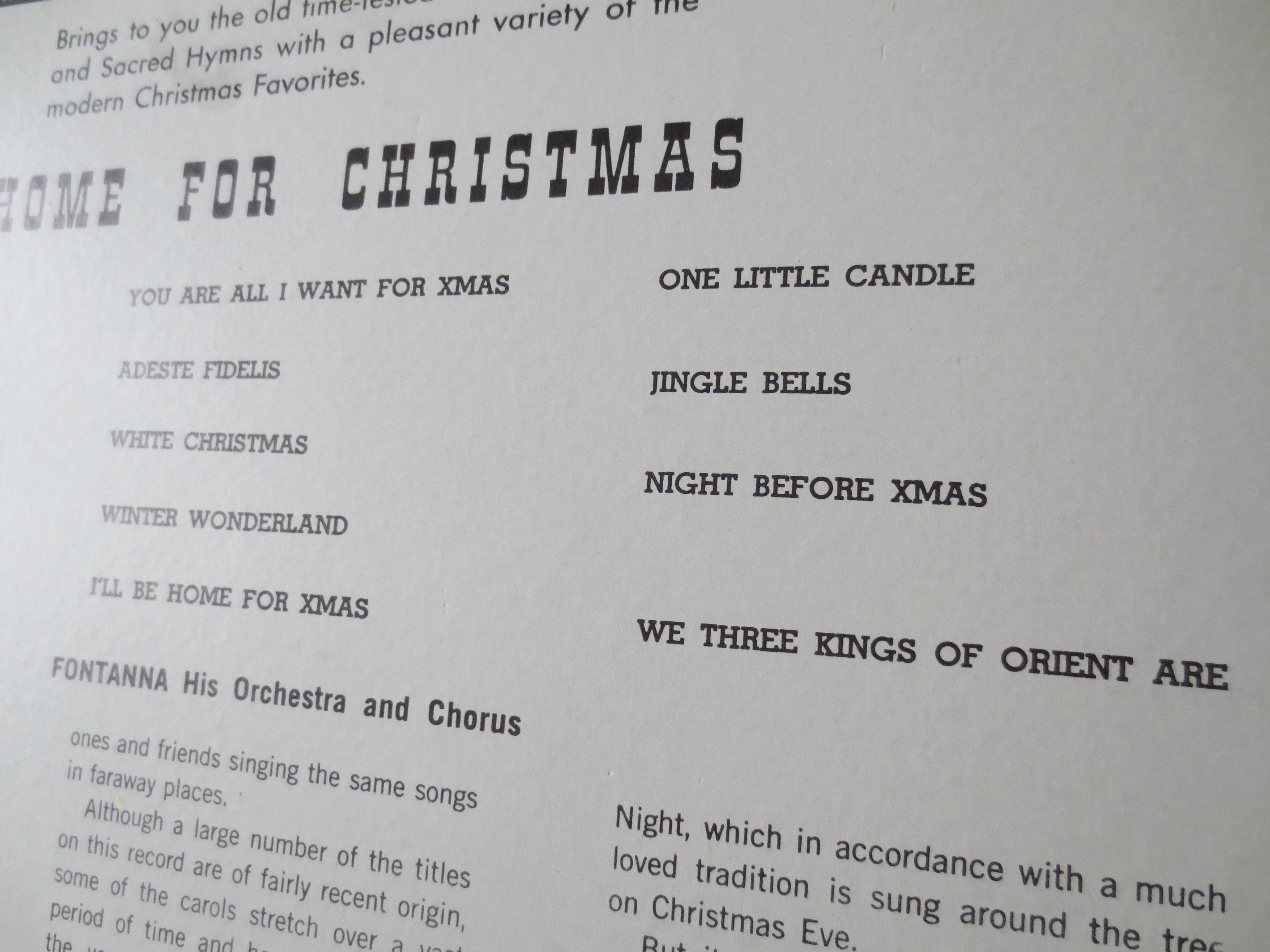 Home for Christmas – Fontanna and His Orchestra (1967) Vinyl LP