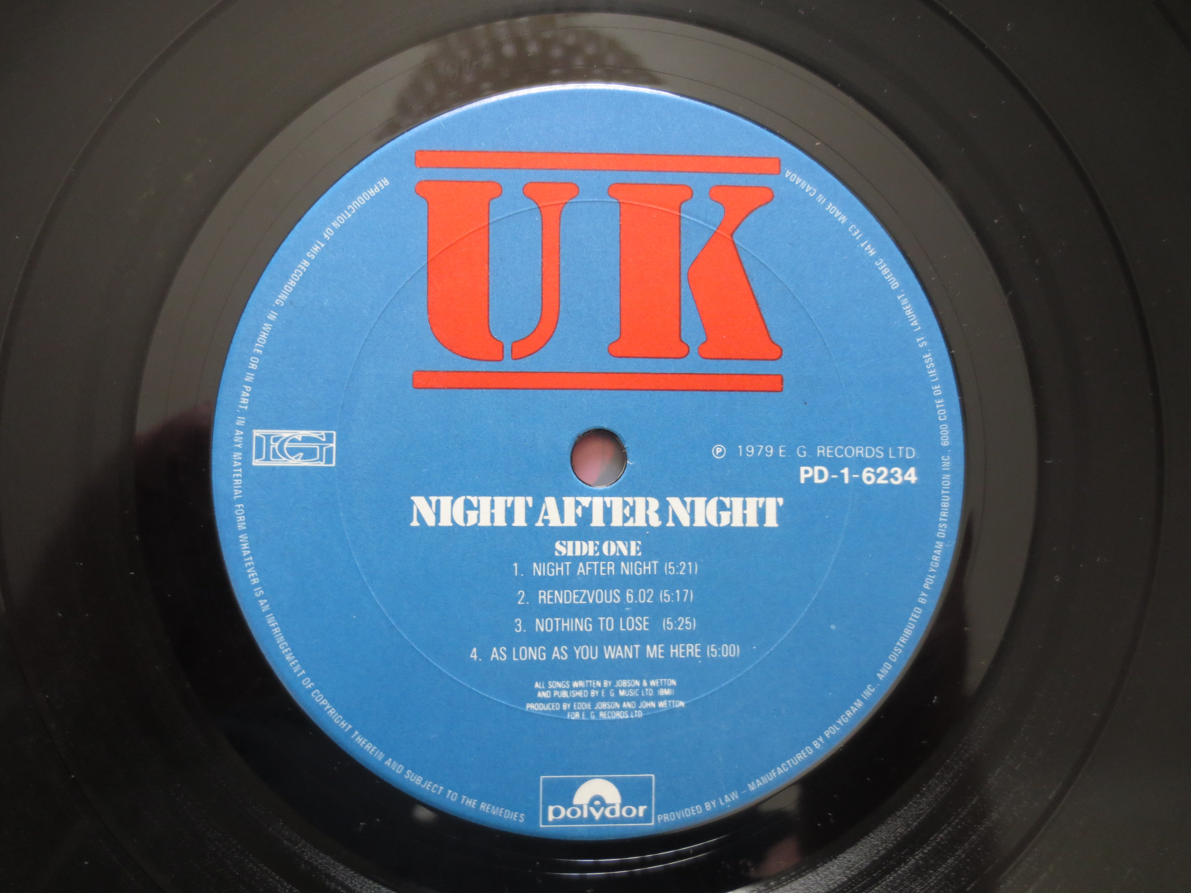 UK – Night After Night (1979) Vinyl LP