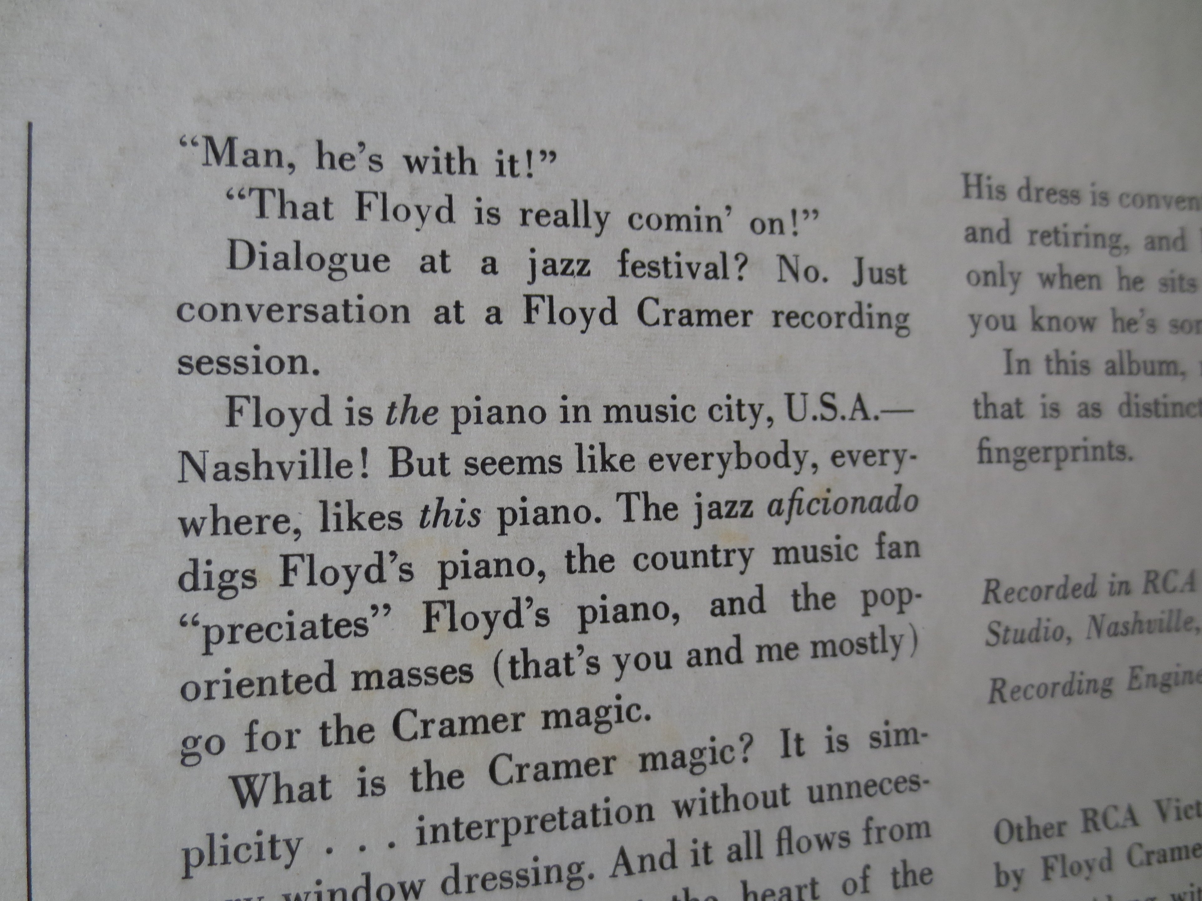 Floyd Cramer – Comin' On (1963) Vinyl LP