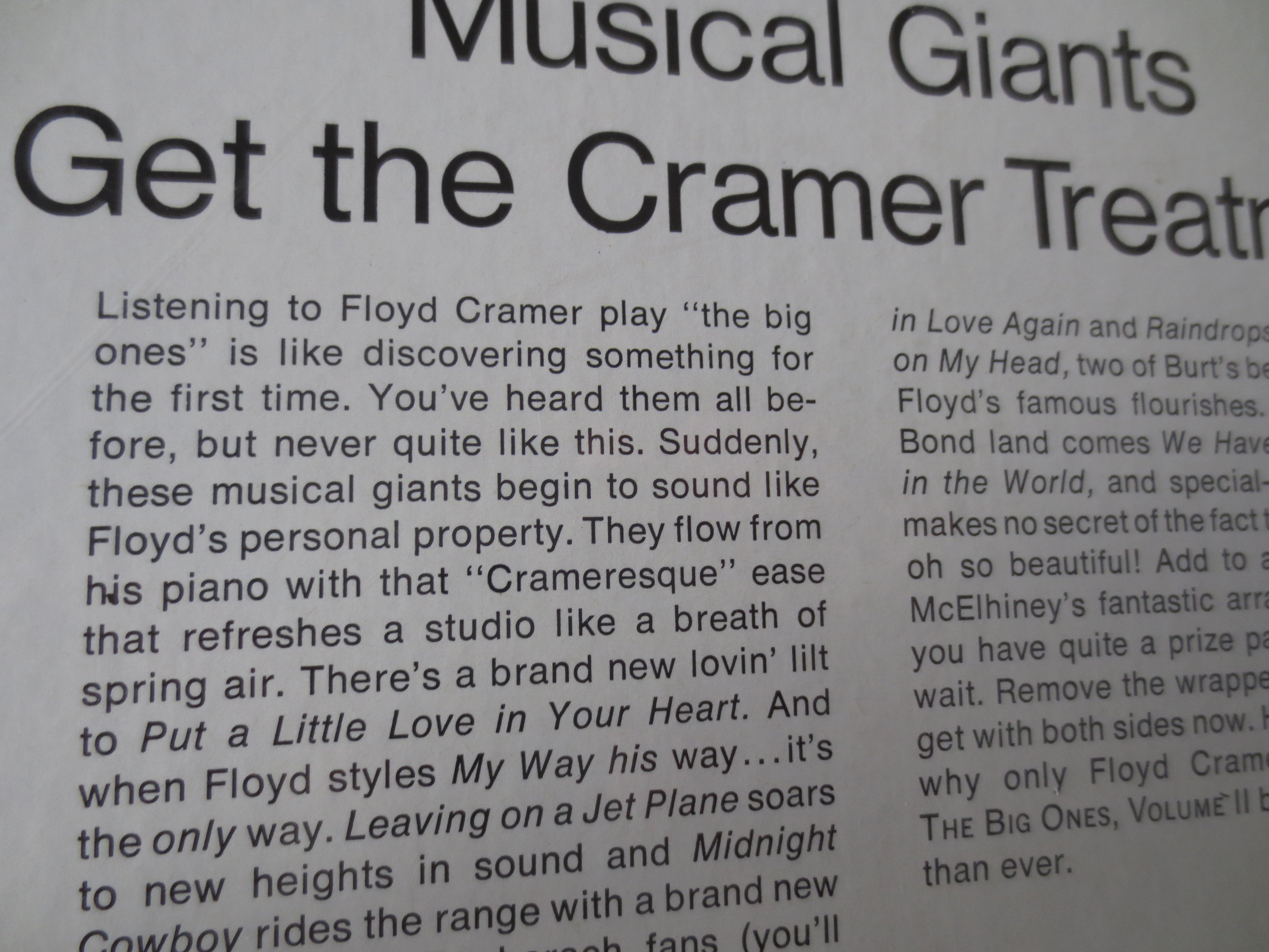 Floyd Cramer – The Big Ones Volume II (1970) Vinyl LP