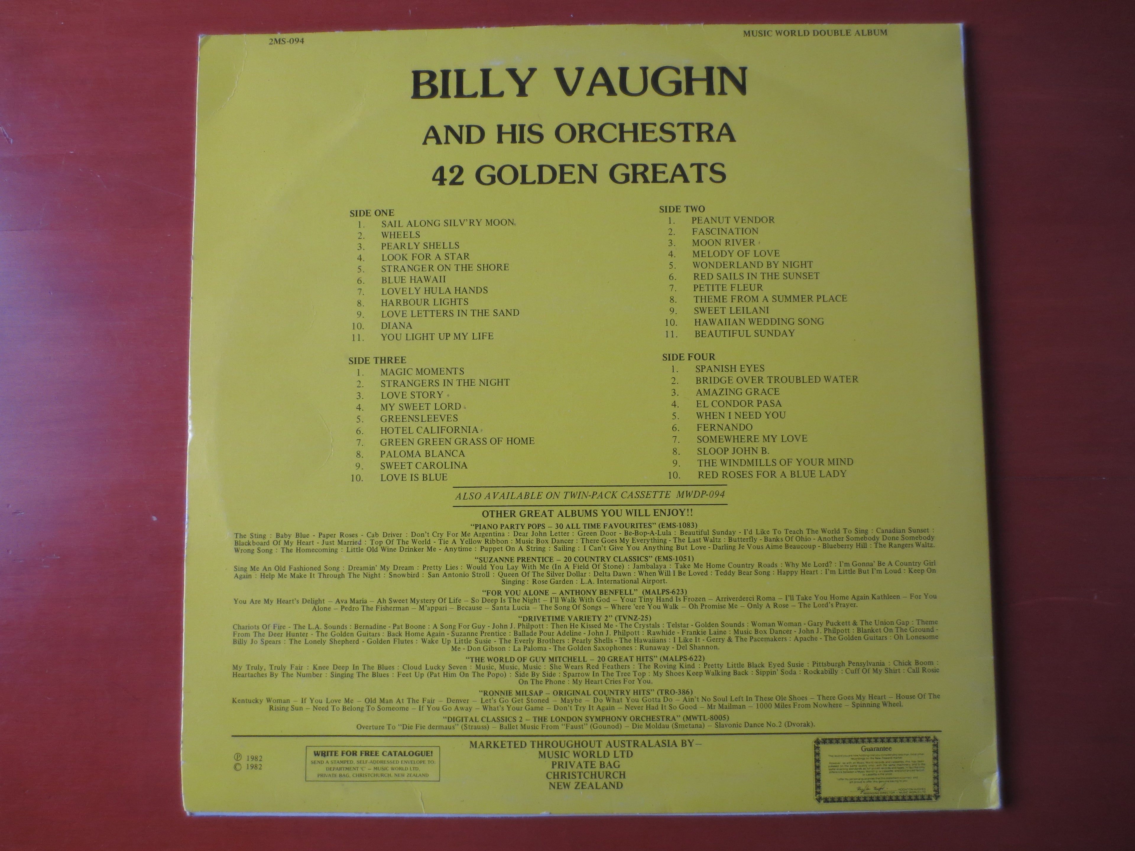 Billy Vaughn – 42 Golden Greats (1982) Double Vinyl LP