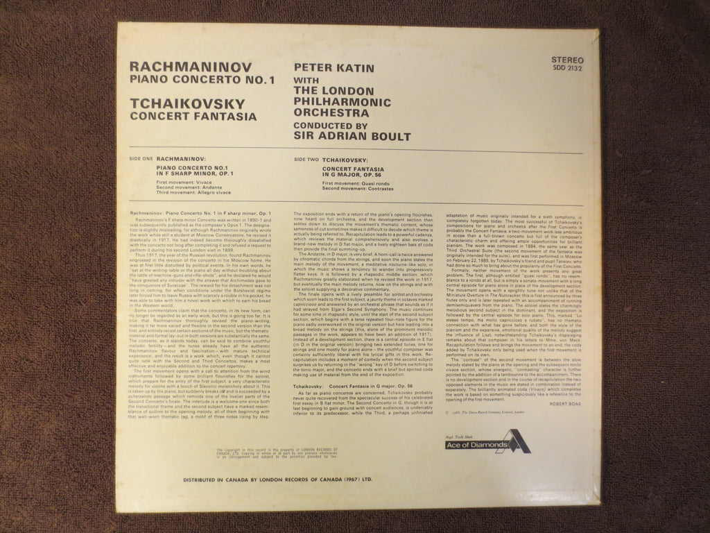 Peter Katin & London Symphony Orchestra – Conducted by Sir Adrian Boult (1968) Vinyl LP