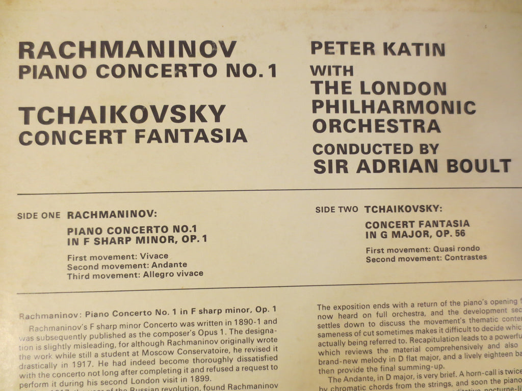 Peter Katin & London Symphony Orchestra – Conducted by Sir Adrian Boult (1968) Vinyl LP