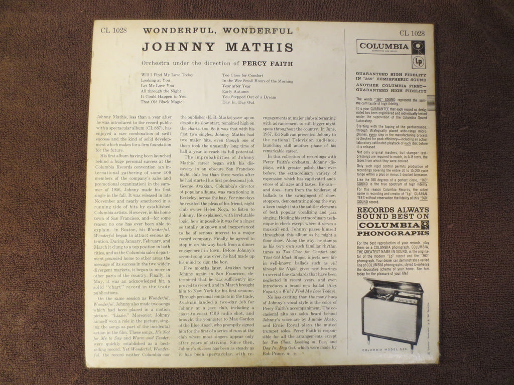 Johnny Mathis – Wonderful! Wonderful! (1957) Vinyl LP