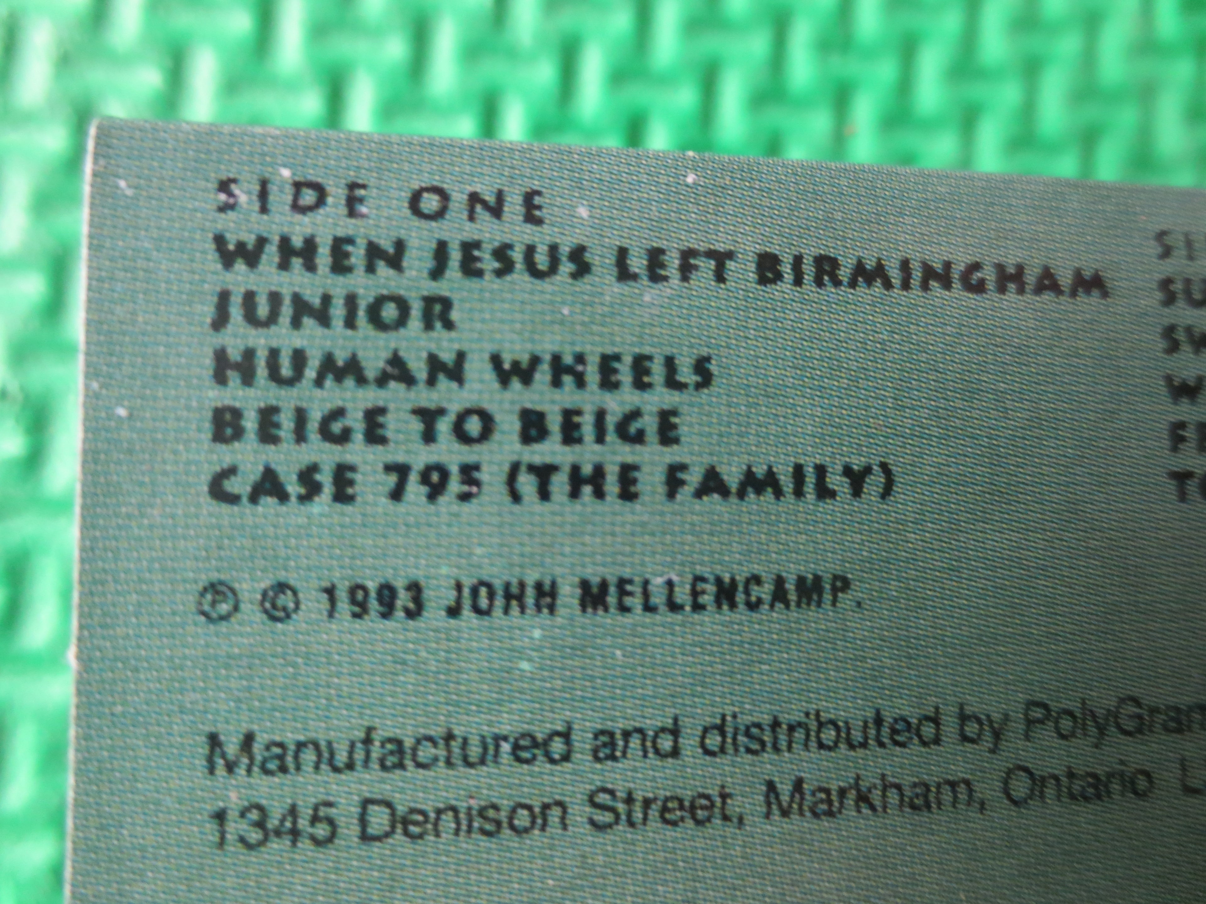 John Mellencamp – Human Wheels (1993) Cassette