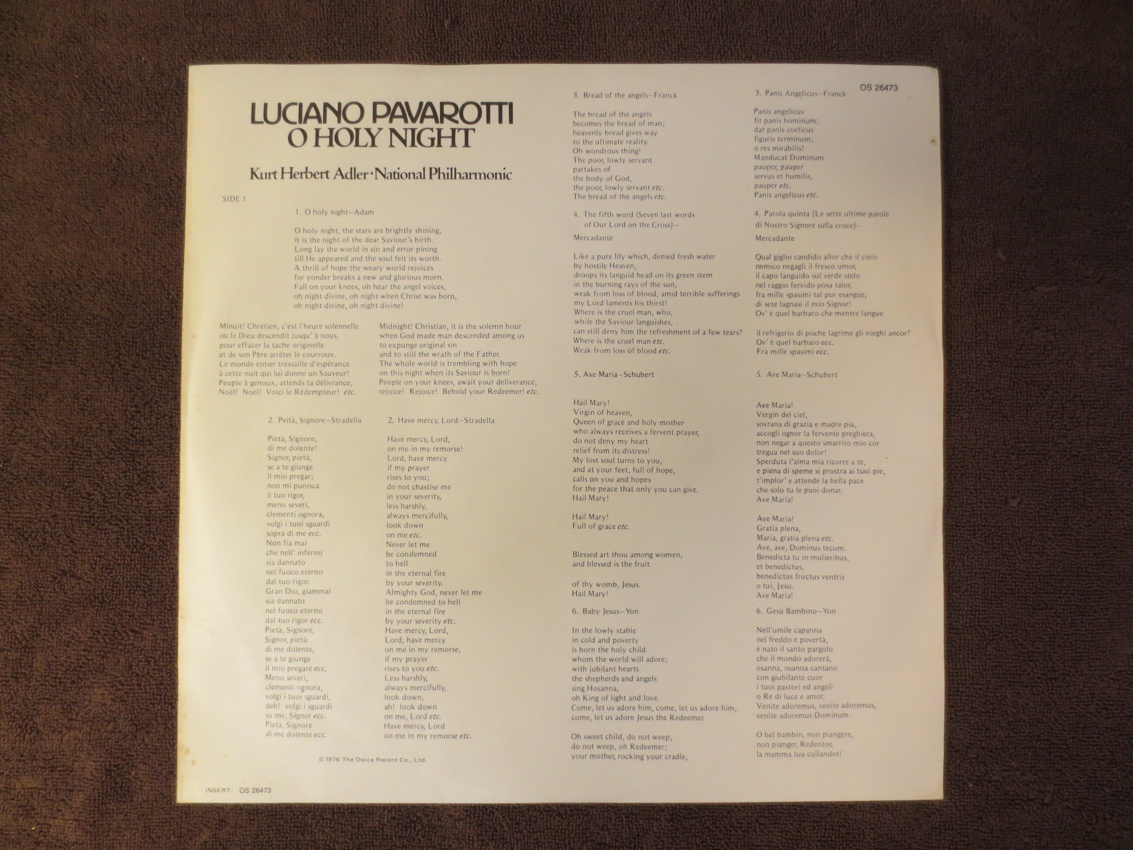 Luciano Pavarotti – O Holy Night (1976) [Vinyl LP]