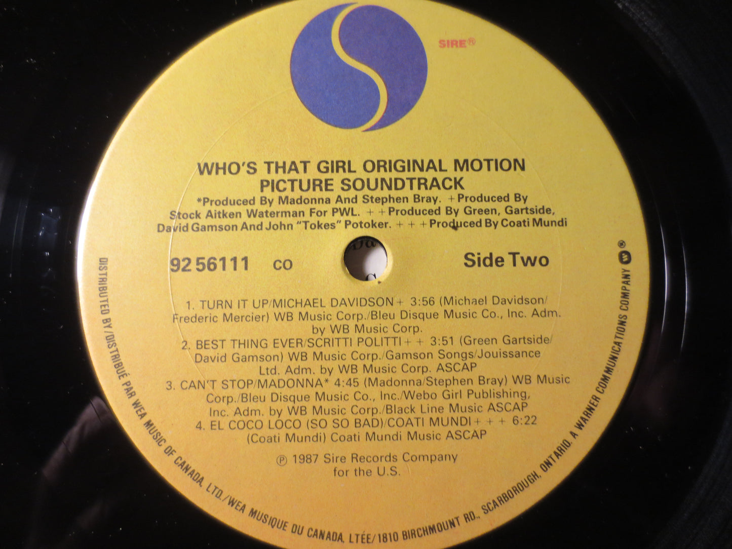 MADONNA, WHO's That GIRL, Madonna Record, Madonna Album, Madonna Lp, Pop Record, Vinyl Record, Vinyl Album, 1987 Records