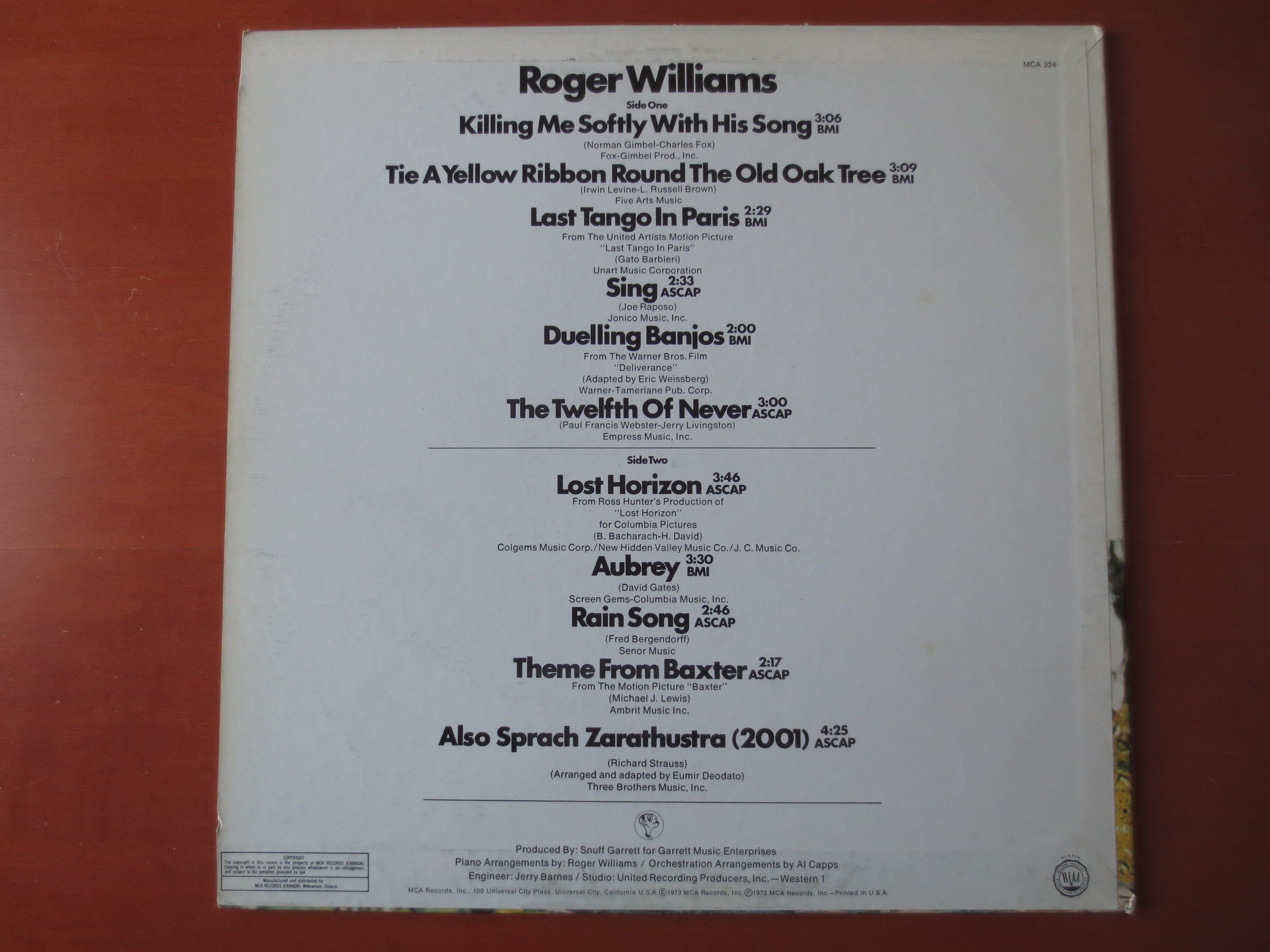 Roger Williams – Roger Williams (1973) Vinyl LP