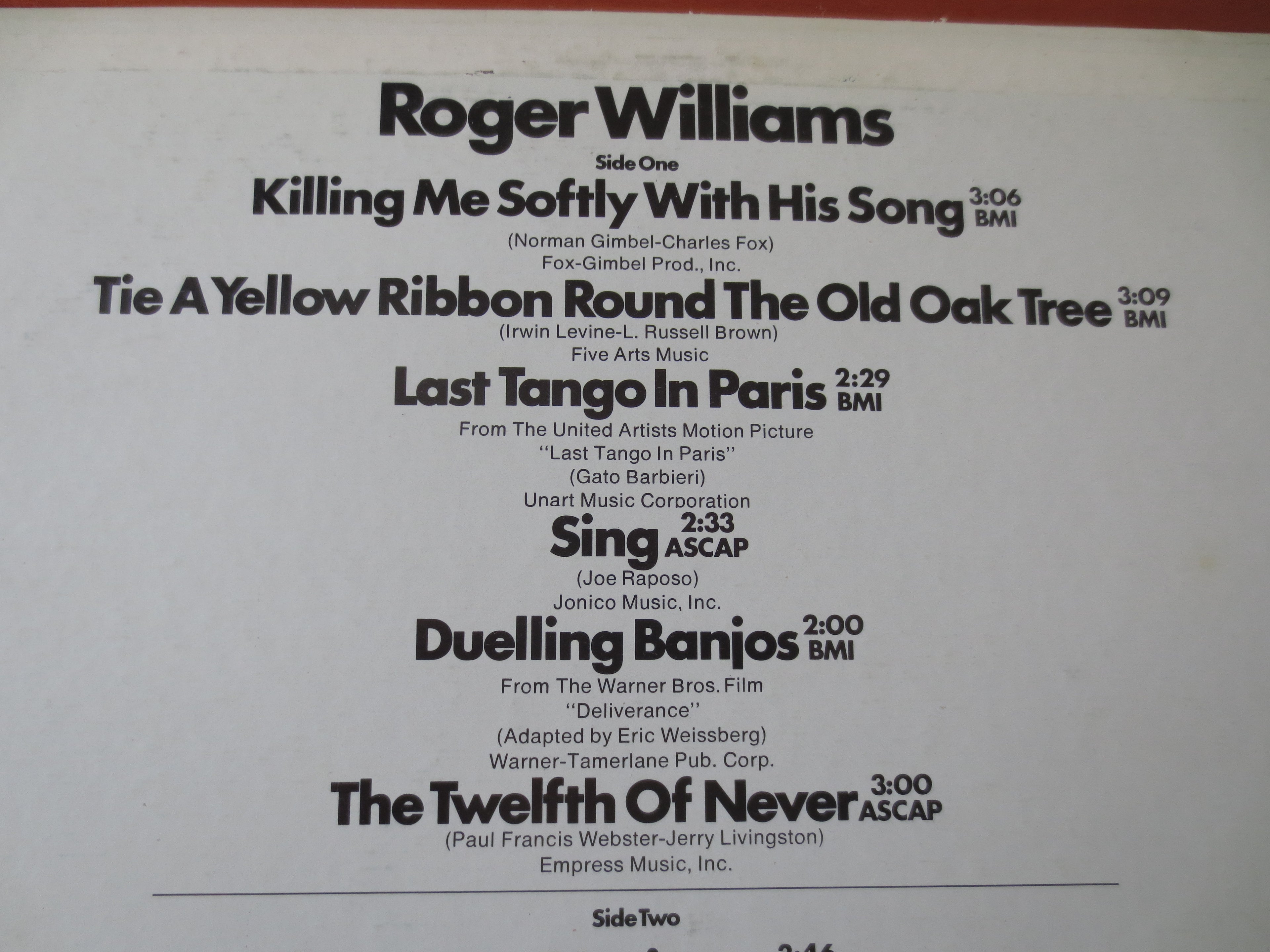 Roger Williams – Roger Williams (1973) Vinyl LP