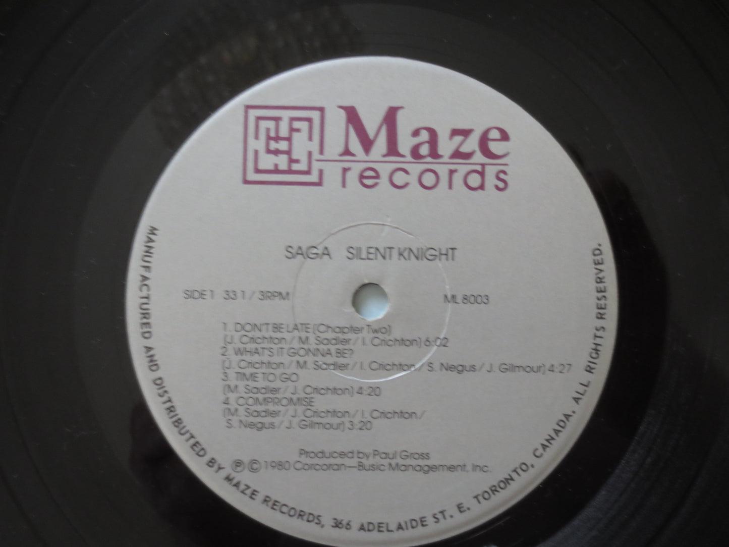 SAGA, Silent Knight, SAGA Album, SAGA Record, Saga Lp, Saga Vinyl, Vintage Vinyl, Record Vinyl, Records, Vinyl, 1980 Record