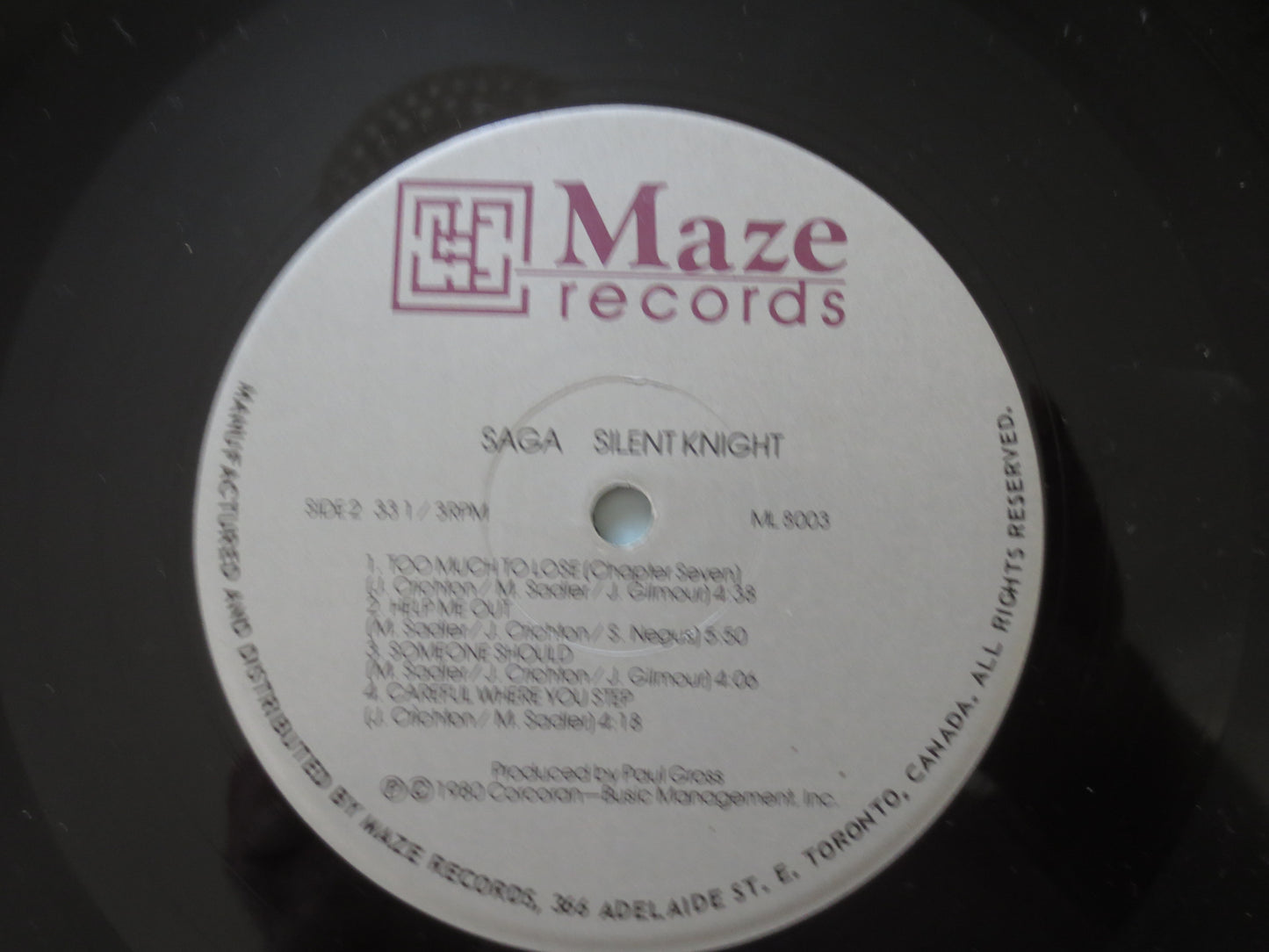SAGA, Silent Knight, SAGA Album, SAGA Record, Saga Lp, Saga Vinyl, Vintage Vinyl, Record Vinyl, Records, Vinyl, 1980 Record