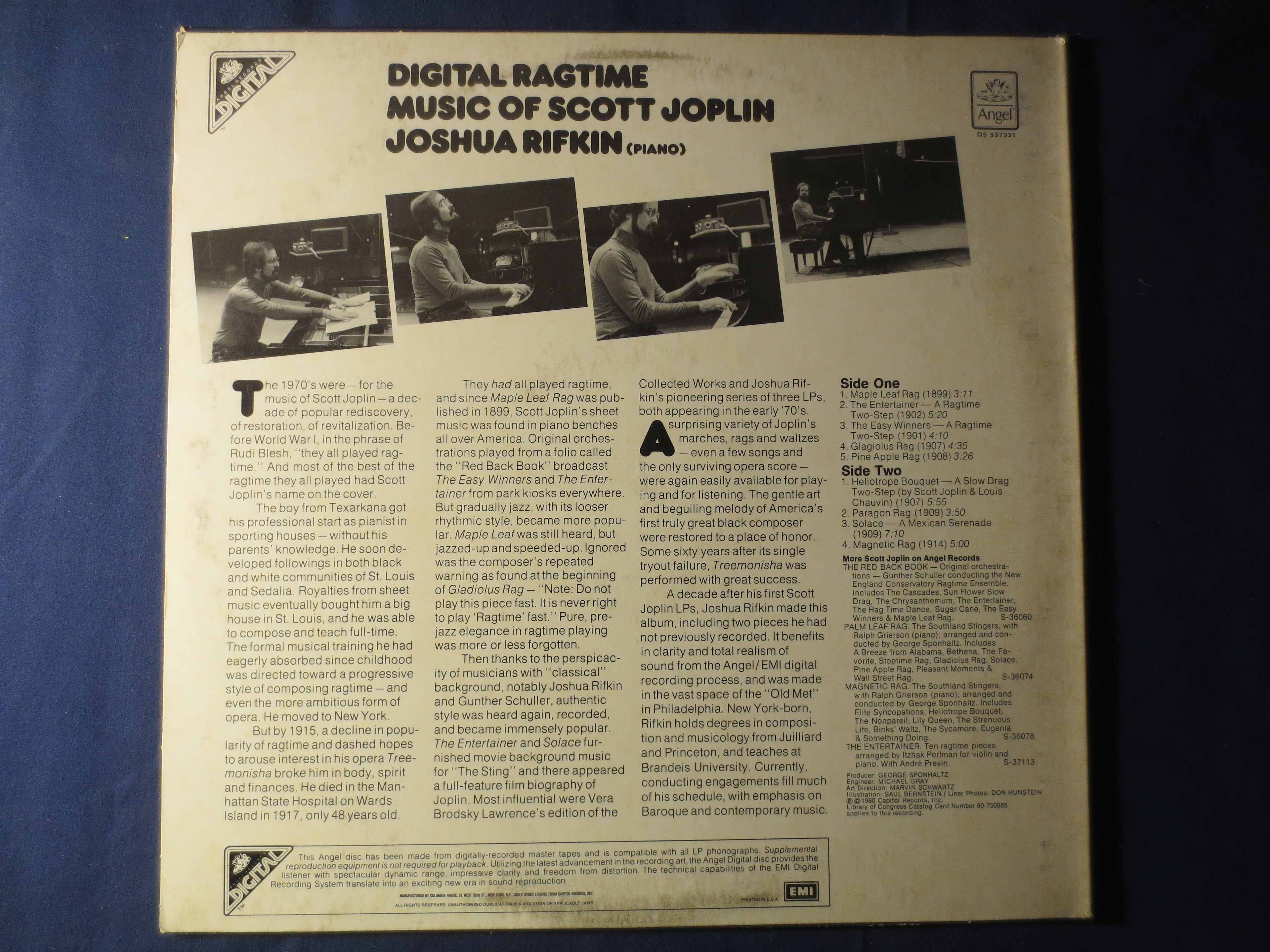 Joshua Rifkin – Digital Ragtime: Music of Scott Joplin (1980) Vinyl LP