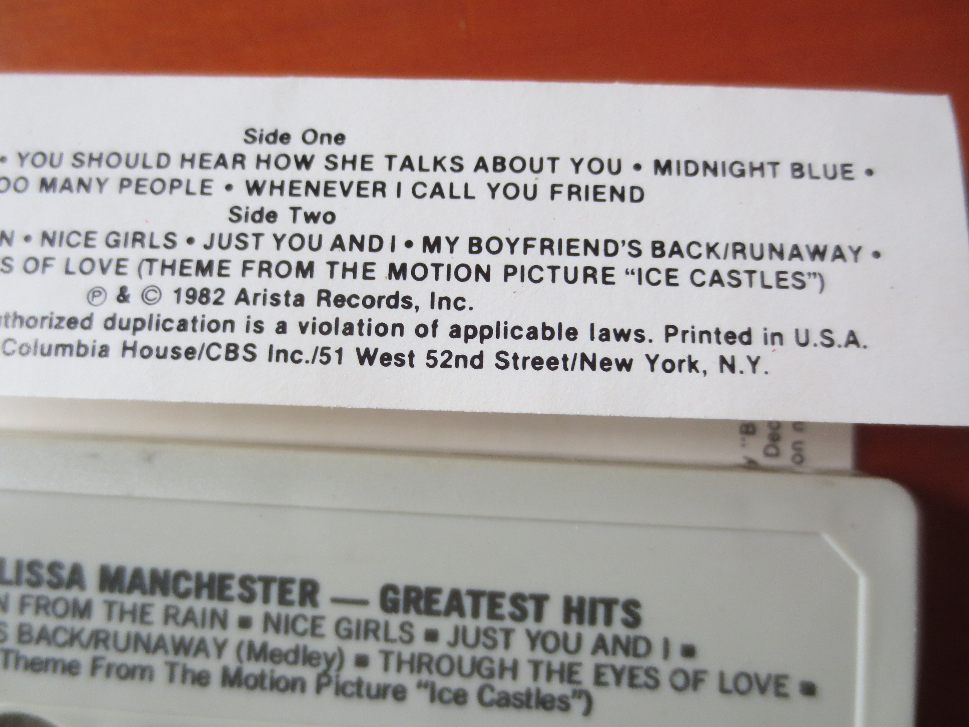 Melissa Manchester – Greatest Hits (1982) Cassette
