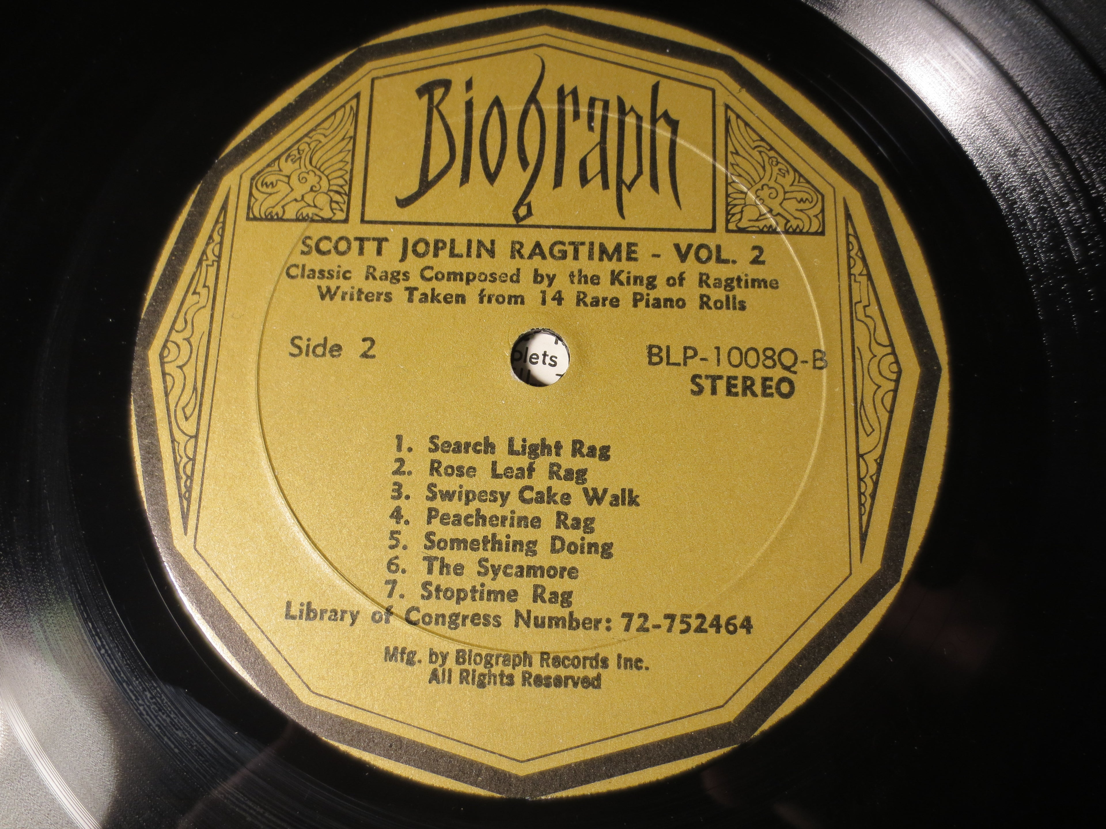Scott Joplin Ragtime Vol. 2 (Biograph, 1967) Vinyl LP
