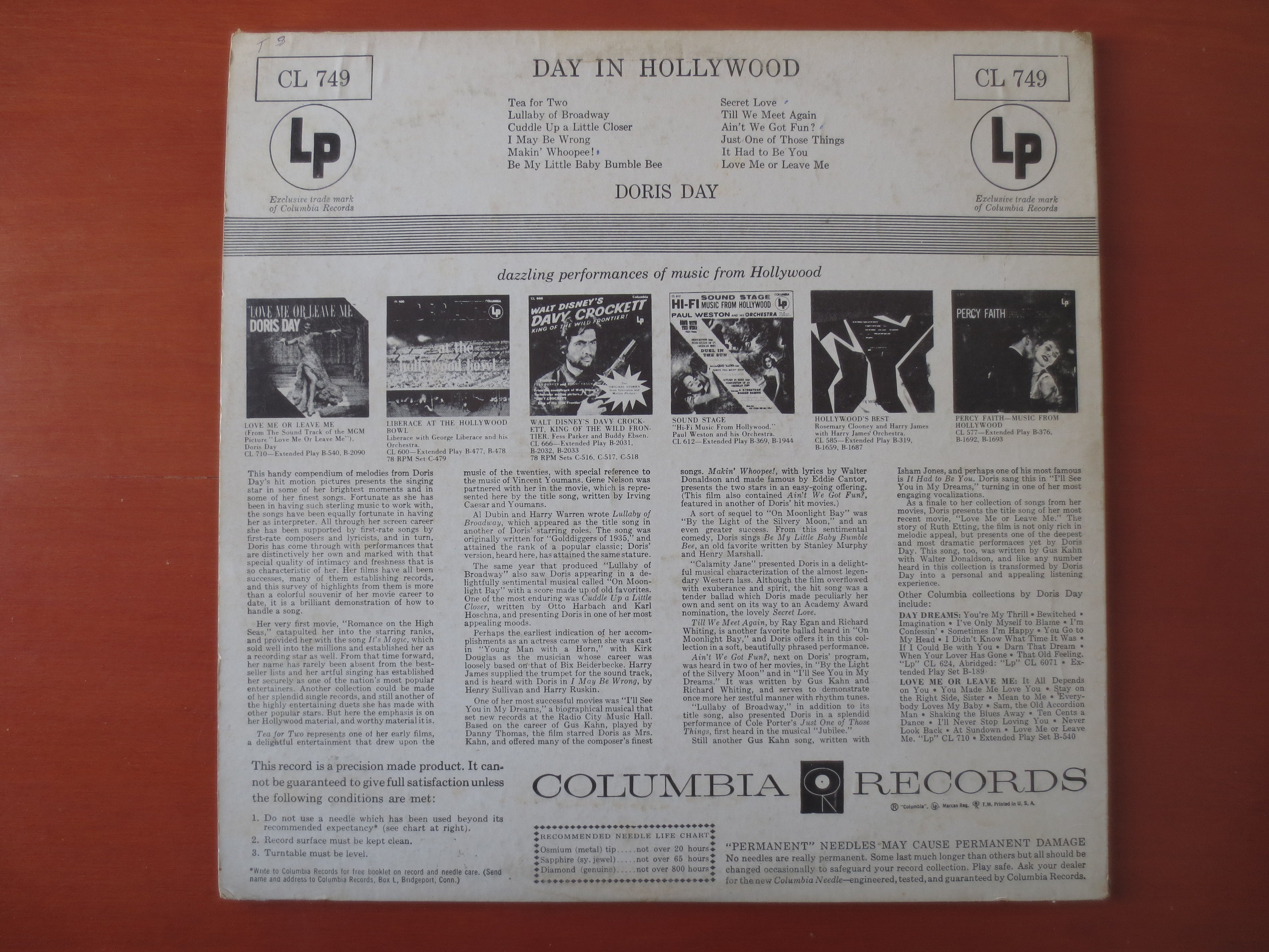 Doris Day – Day in Hollywood (1955) Vinyl LP