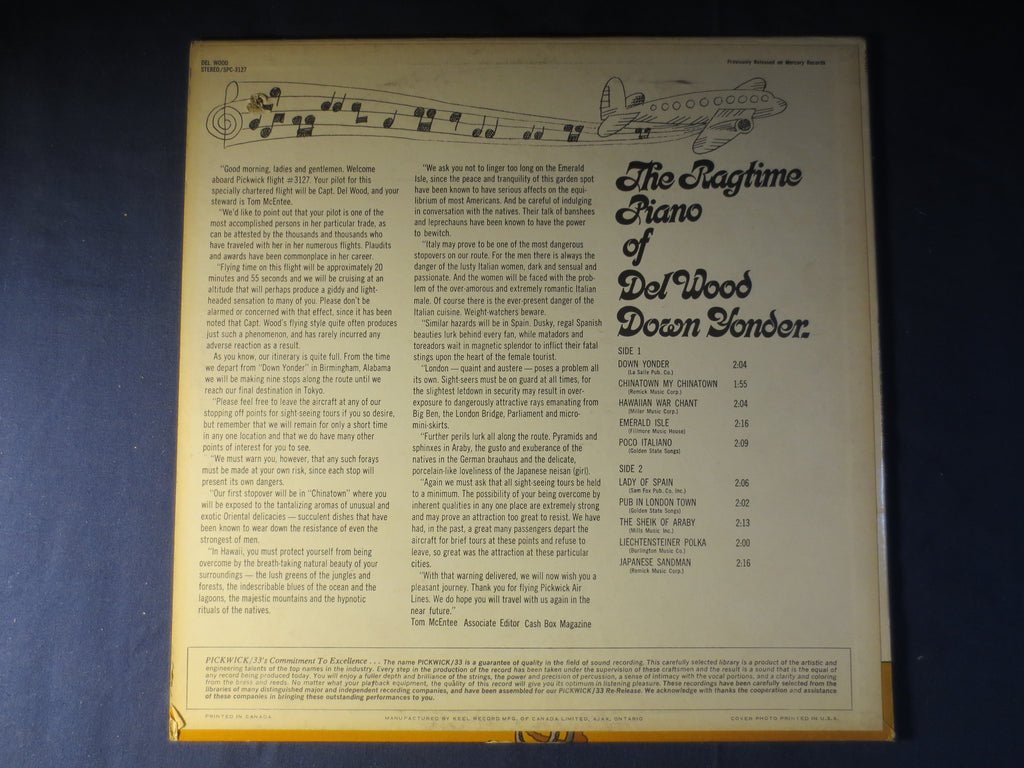 Del Wood – Down Yonder: The Ragtime Piano of Del Wood (1967) Vinyl LP