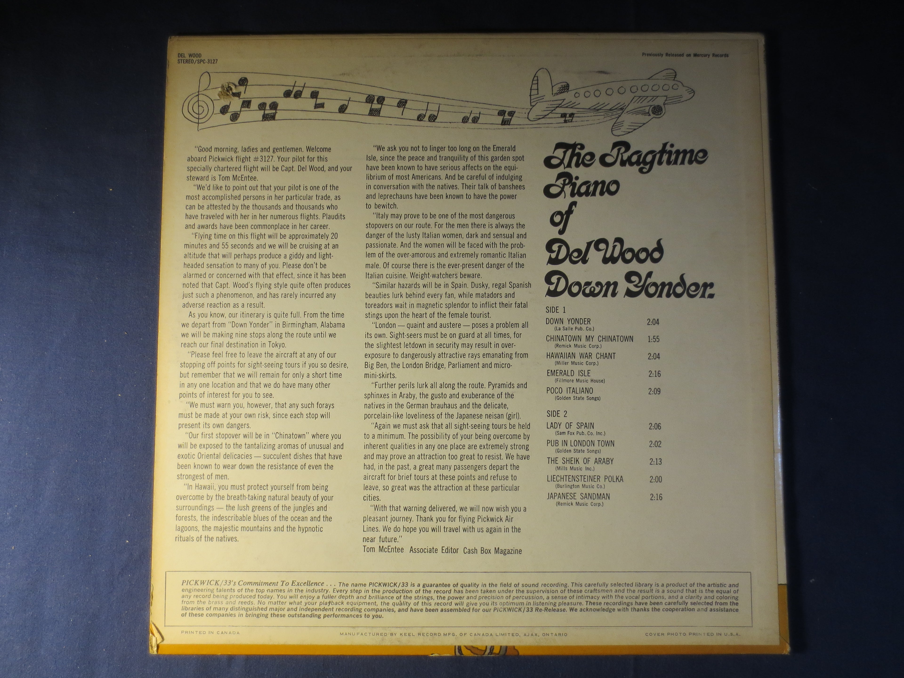 Del Wood – Down Yonder: The Ragtime Piano of Del Wood (1967) Vinyl LP