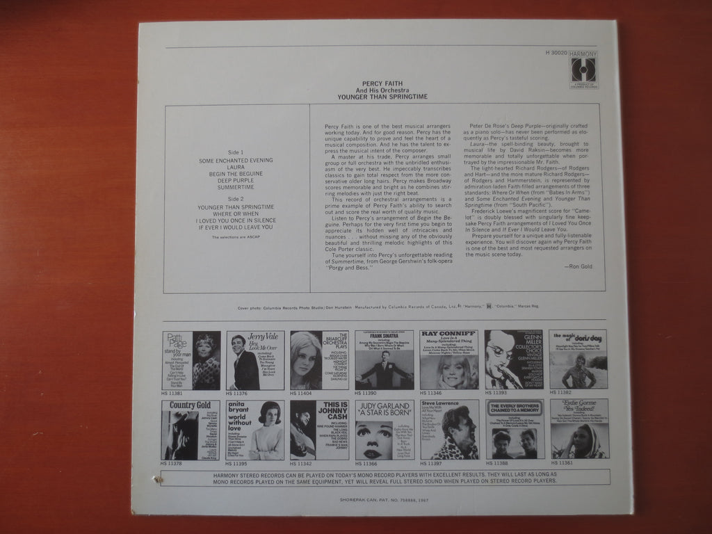 Percy Faith – Younger Than Springtime (1967) Vinyl LP