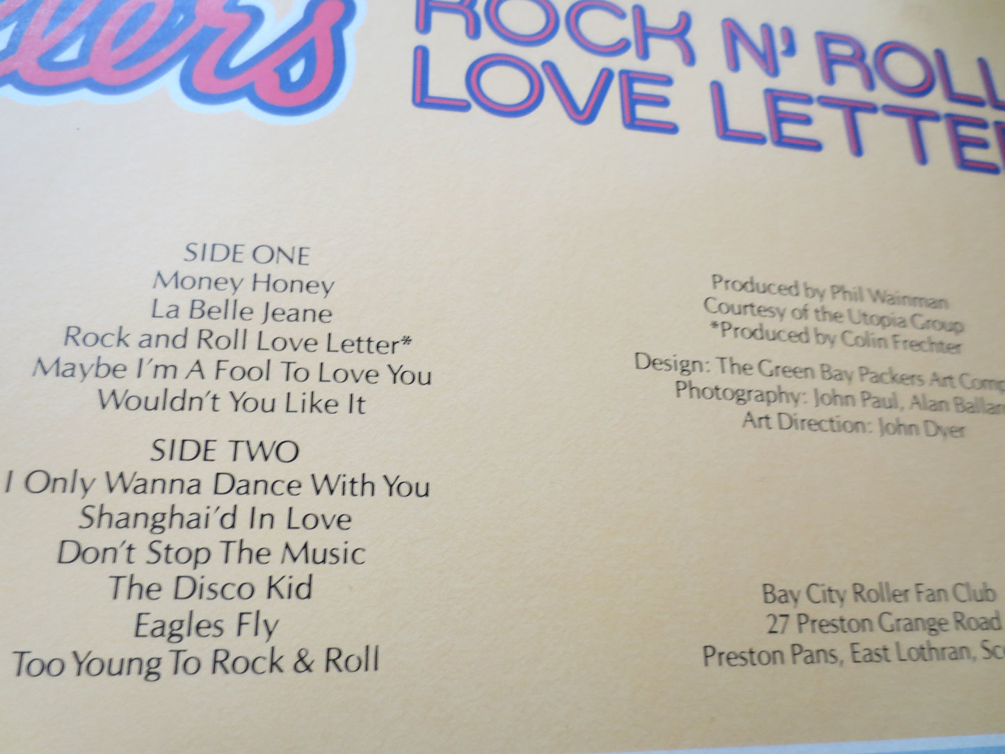 The BAY CITY ROLLERS, Rock N' Roll, Love Letter, Pop Record, Vintage Vinyl, Record Vinyl, Record, Vinyl Lps, 1976 Records