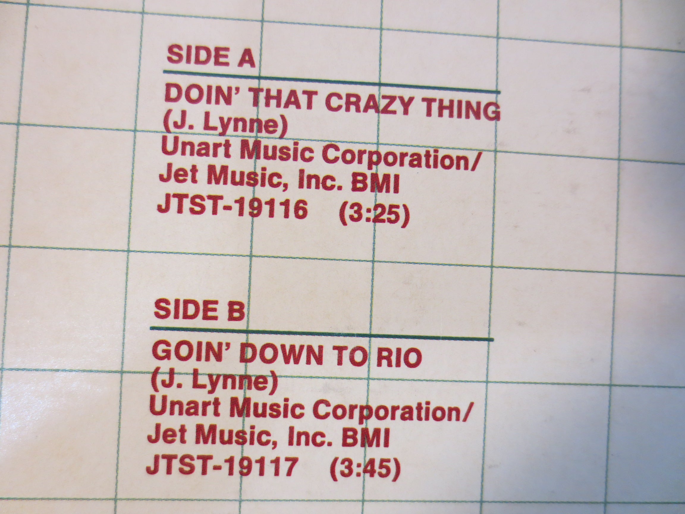 Jeff Lynne – Doin' That Crazy Thing (1977) Vinyl EP