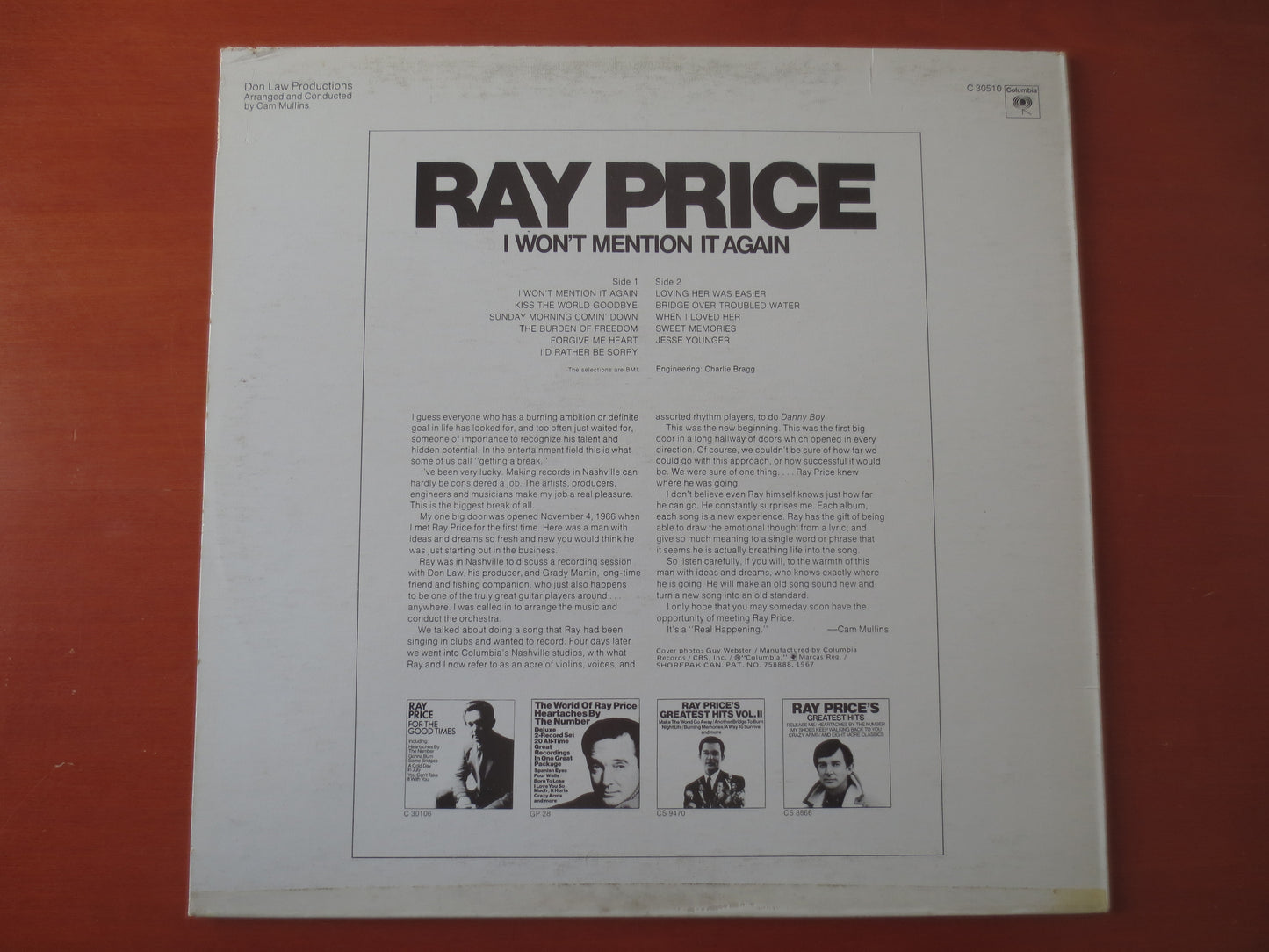 RAY PRICE, I Won't Mention It, Ray Price Records, Ray Price Albums, Country Albums, Country Music, Country, 1971 Records,