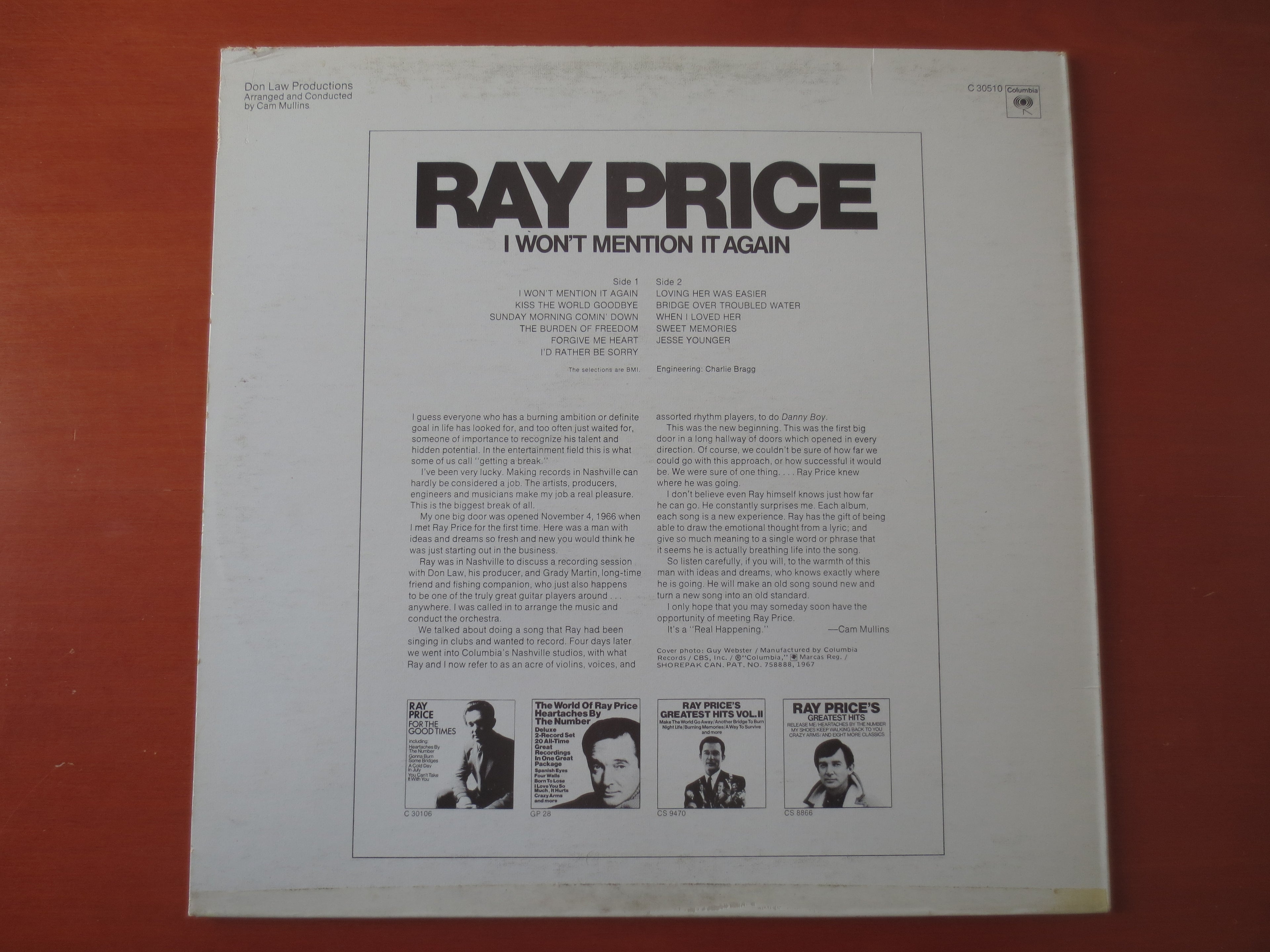Ray Price – I Won't Mention It Again (1971) Vinyl LP
