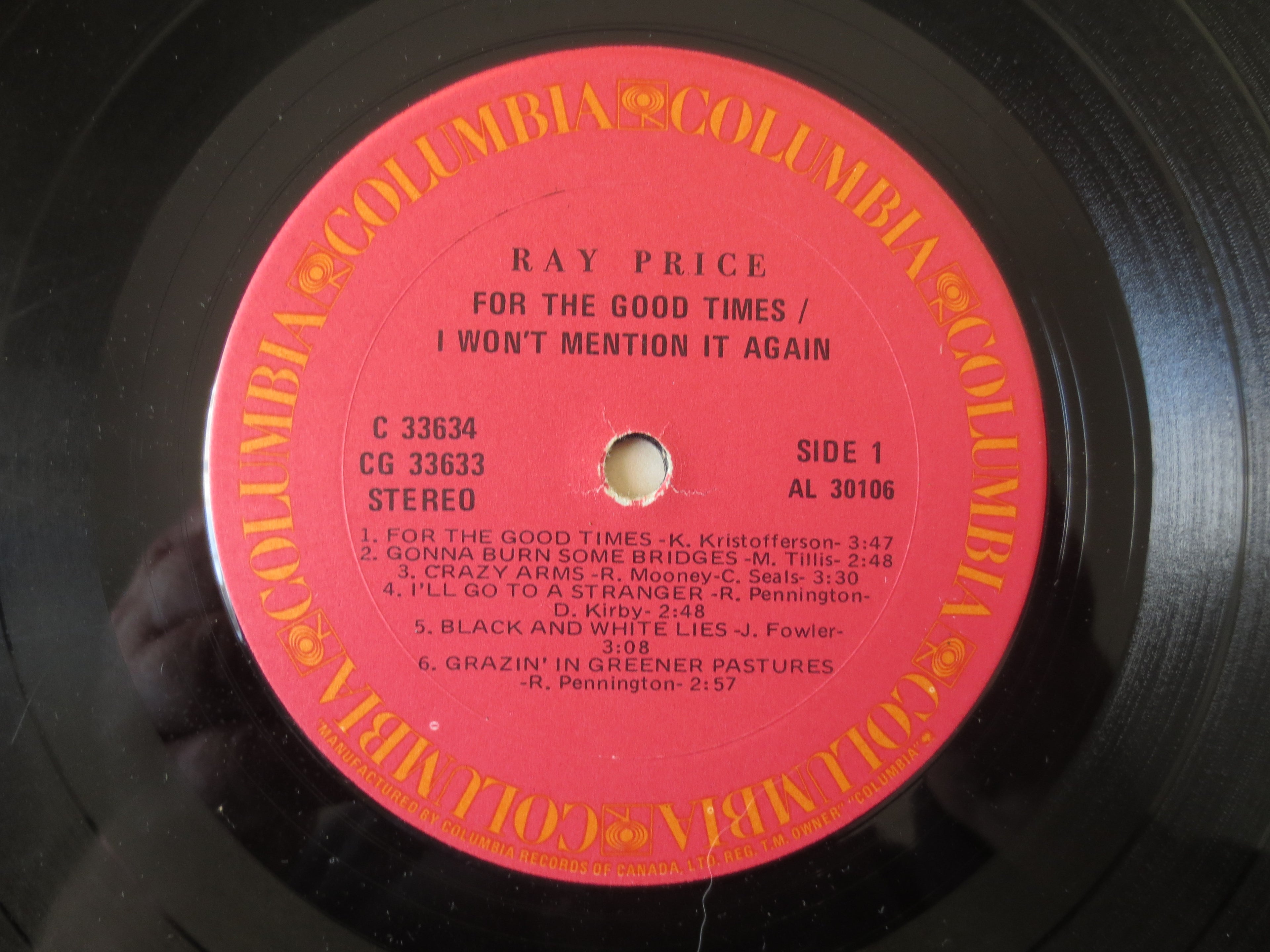 Ray Price – I Won't Mention It Again / For the Good Times (1975) Double Vinyl LP