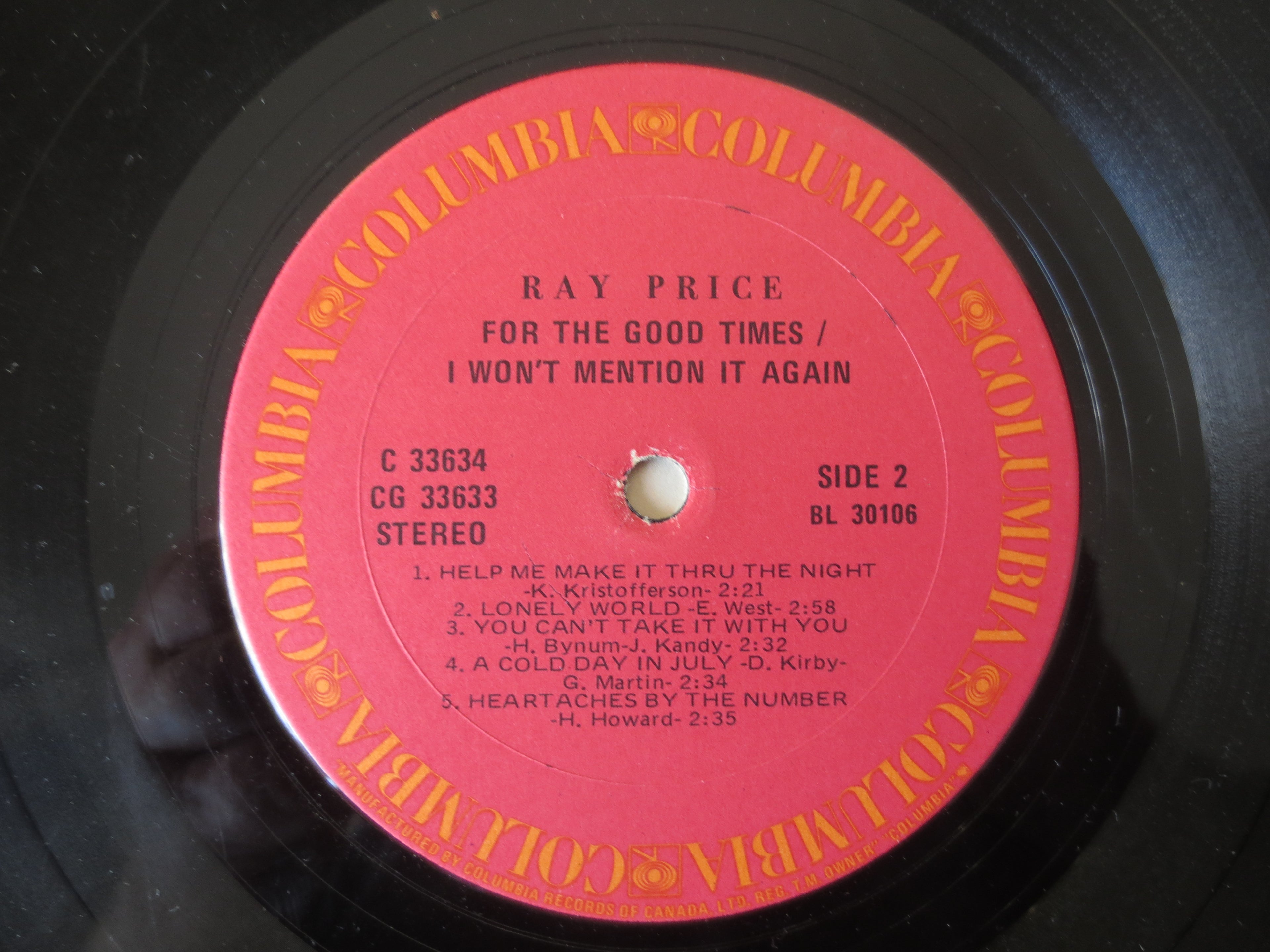 Ray Price – I Won't Mention It Again / For the Good Times (1975) Double Vinyl LP