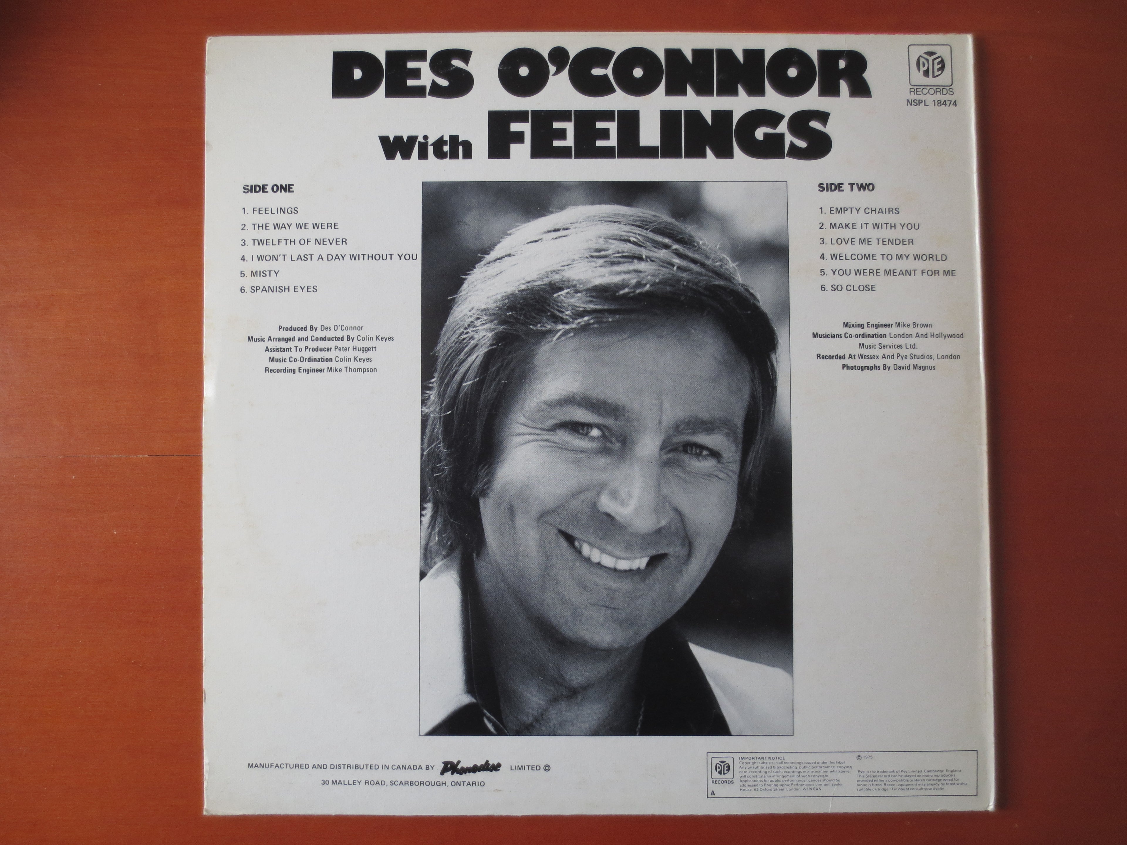 Des O'Connor – With Feeling (1975) Vinyl LP