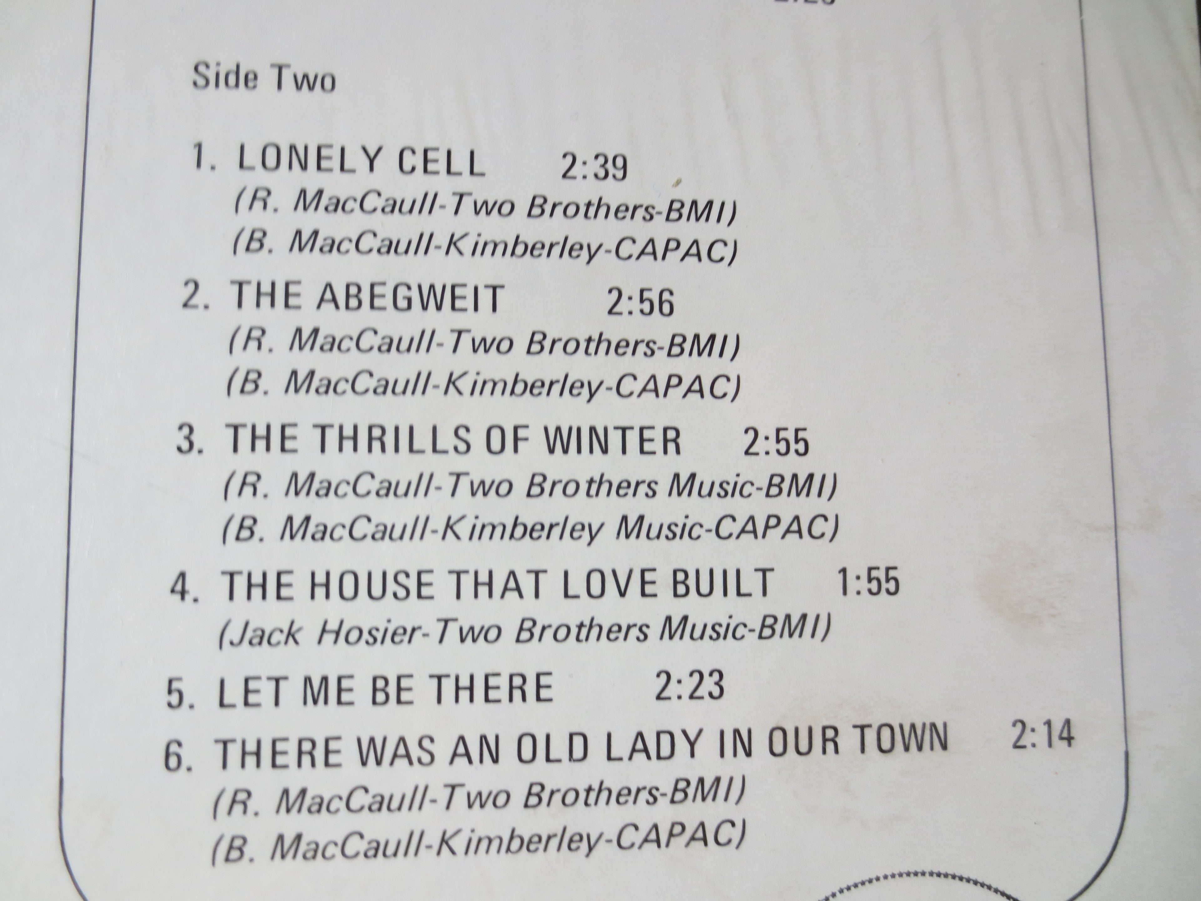 Roy MacCaull – Ballad of the Hotel Waitress, 1974 Vinyl LP
