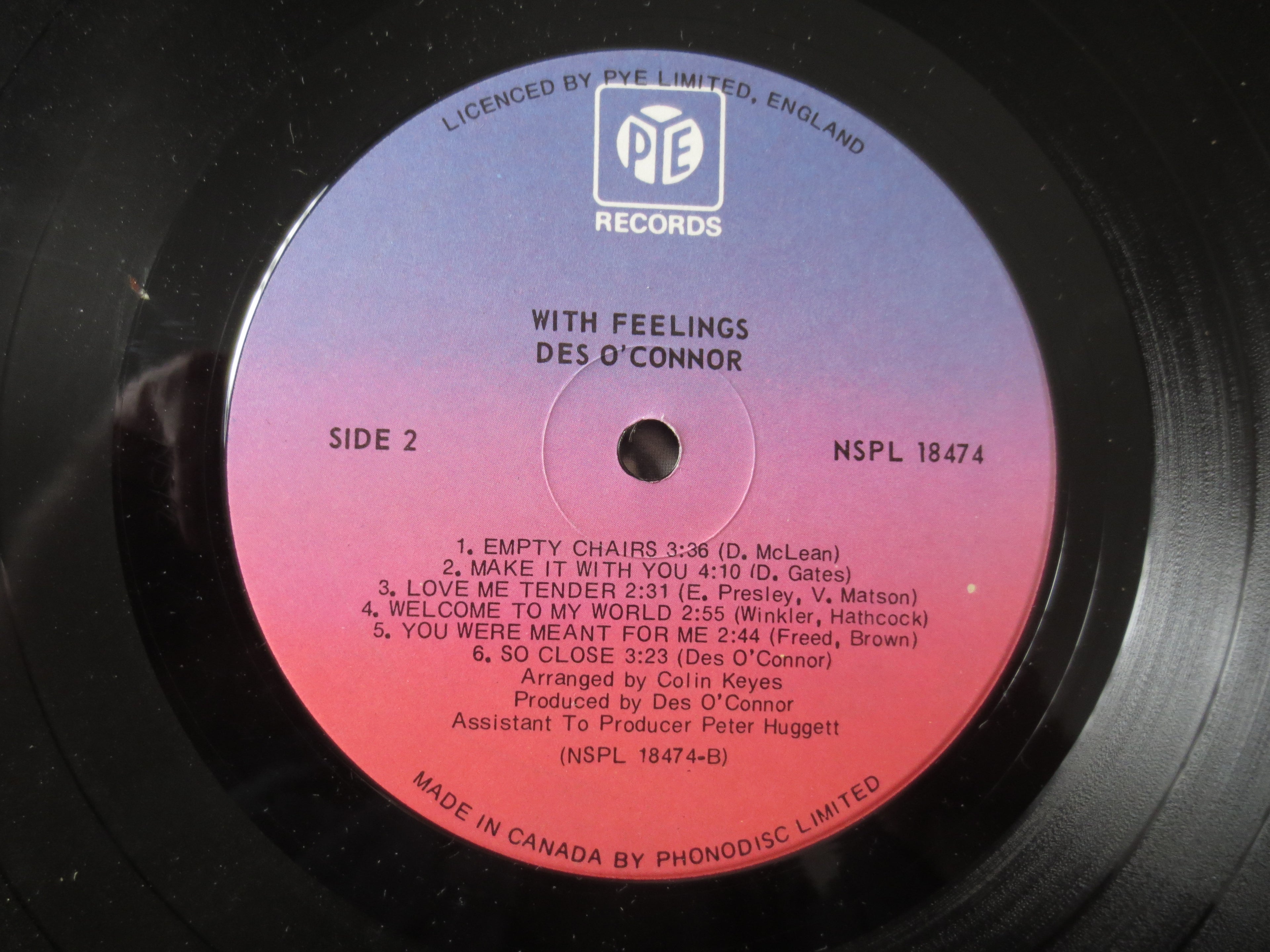 Des O'Connor – With Feeling (1975) Vinyl LP