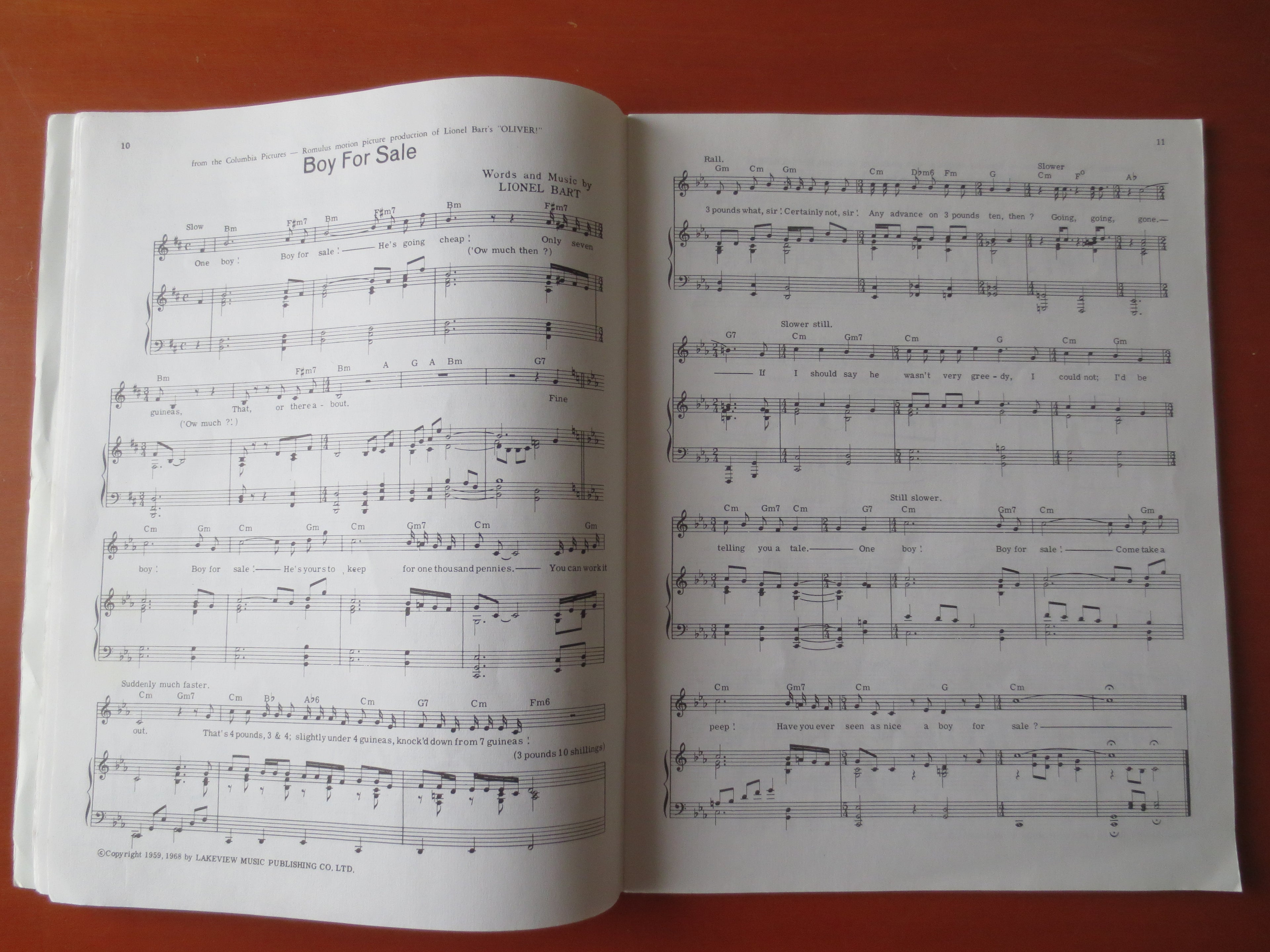 Oliver! – Original Motion Picture Soundtrack Songbook Sheet Music
