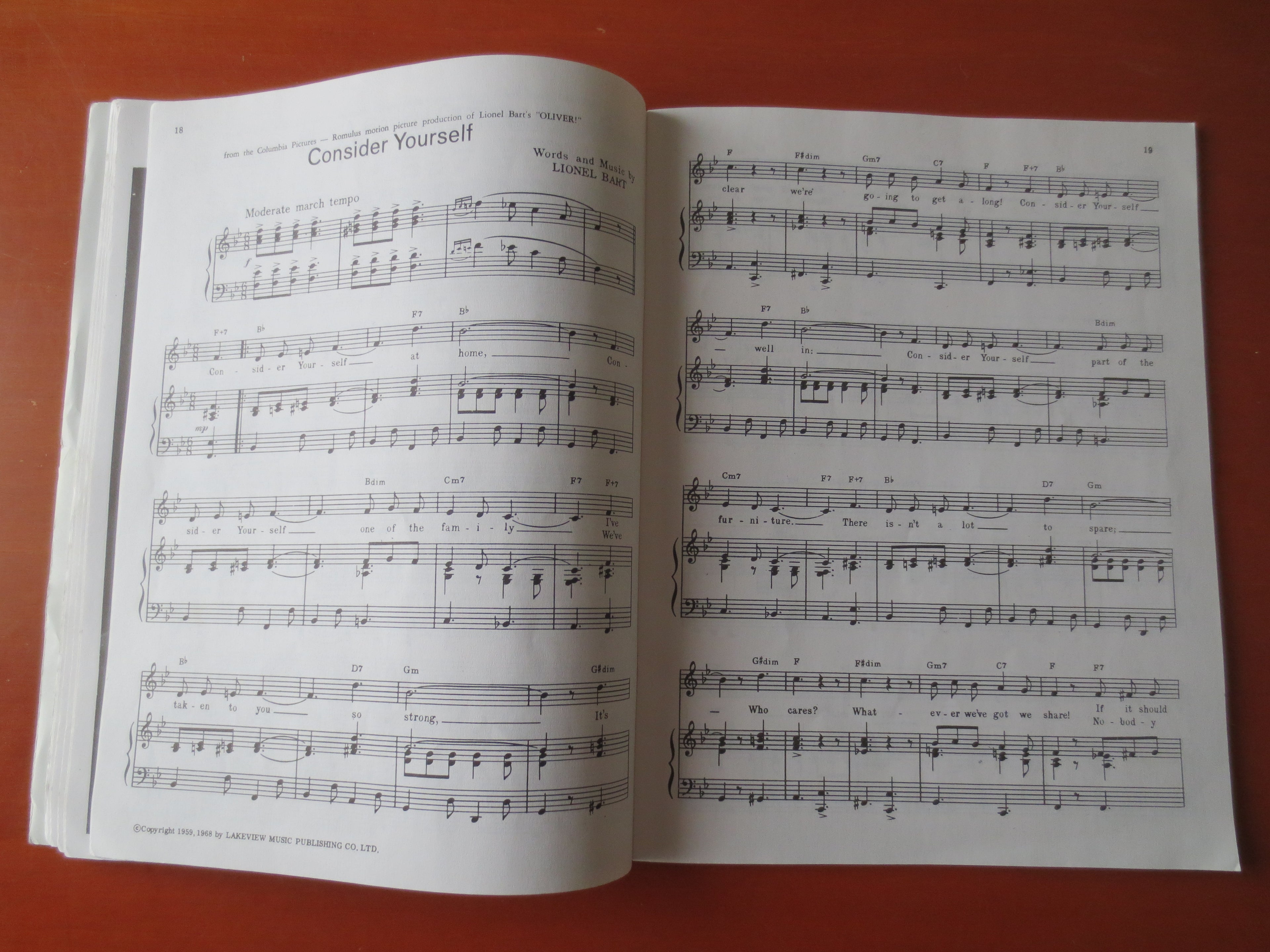 Oliver! – Original Motion Picture Soundtrack Songbook Sheet Music