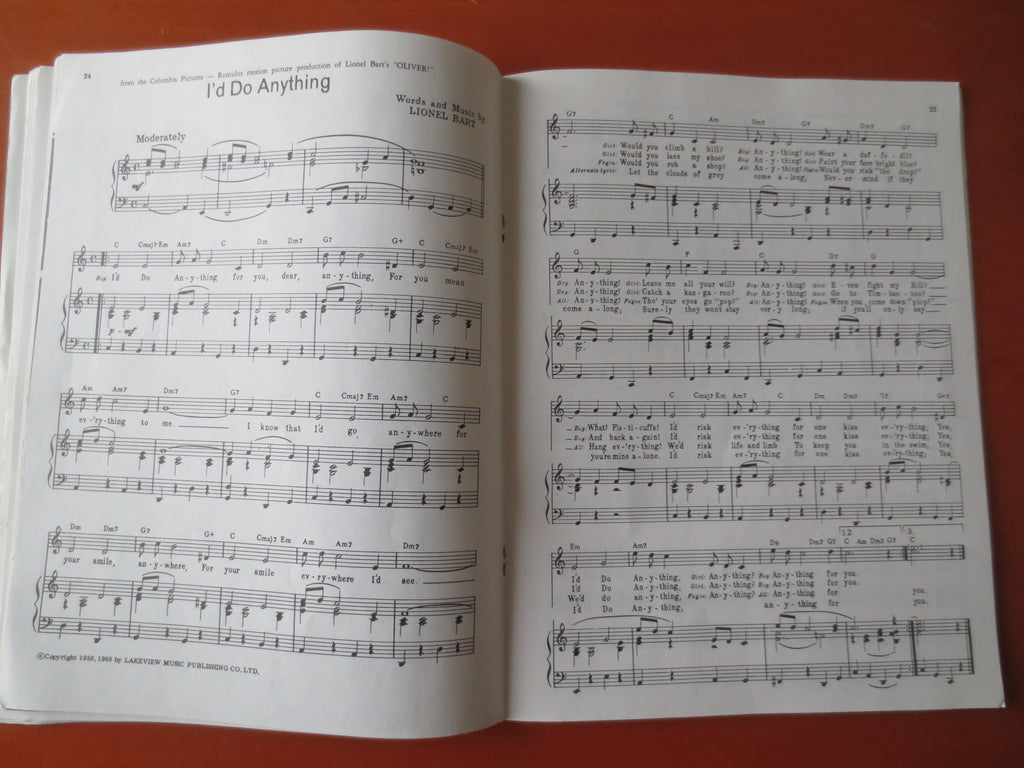 Oliver! – Original Motion Picture Soundtrack Songbook Sheet Music