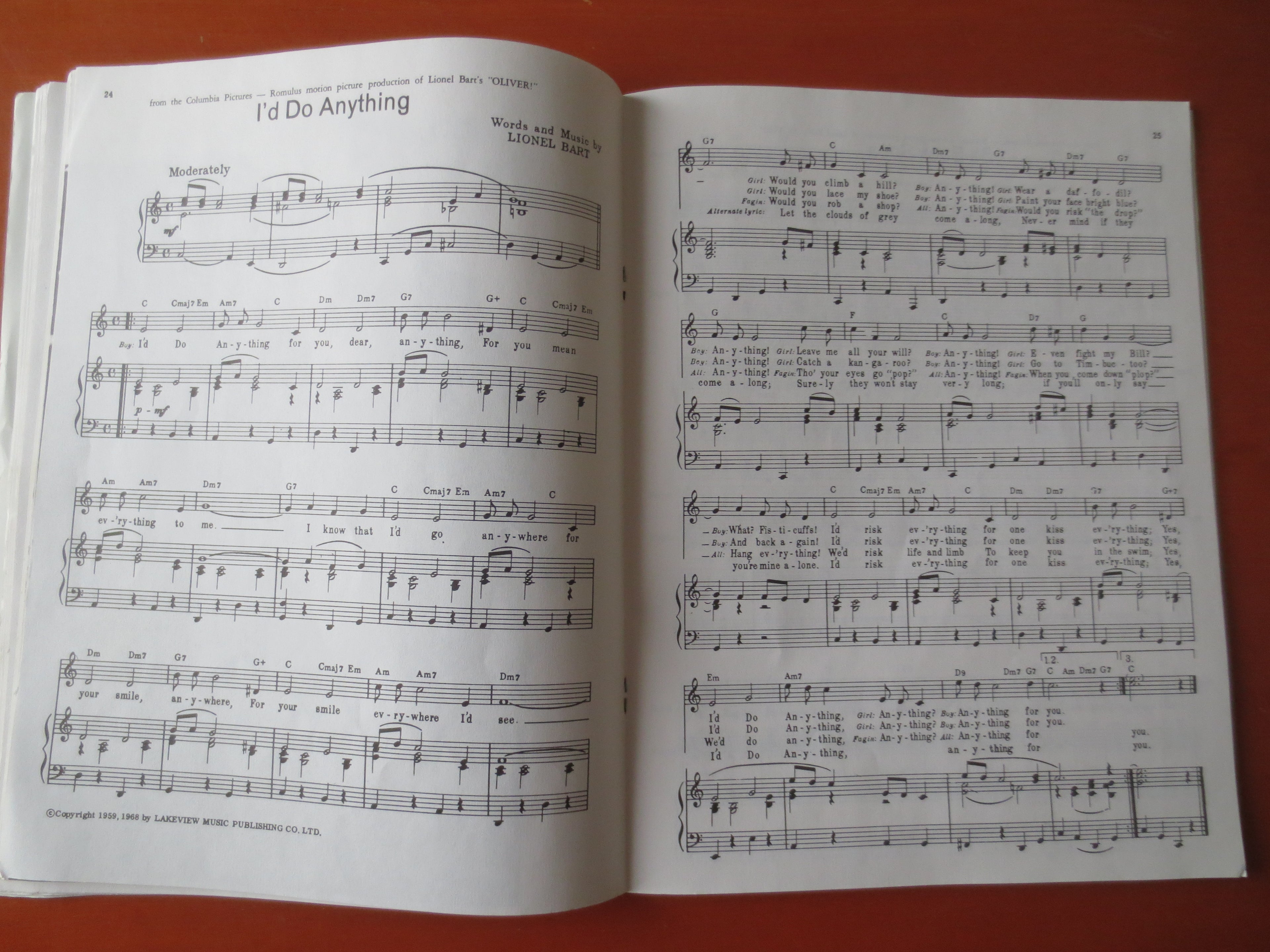 Oliver! – Original Motion Picture Soundtrack Songbook Sheet Music