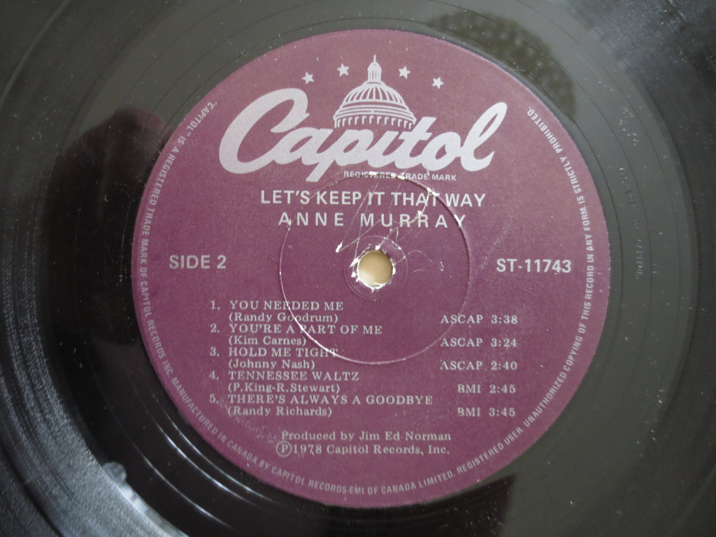 Anne Murray – Let's Keep It That Way (1978) Vinyl LP