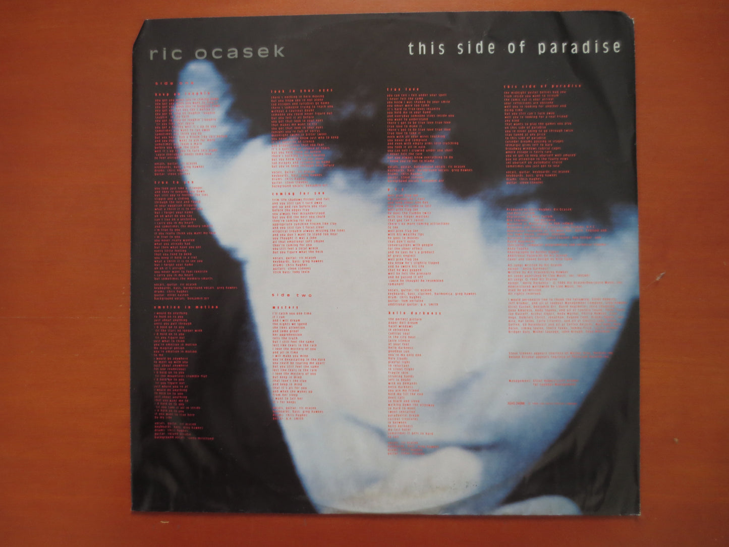 RIC OCASEK, PARADISE, Ric Ocasek Album, Ric Ocasek Vinyl, Ric Ocasek Lp, Ric Ocasek Record, Vintage Vinyl, Lp, 1986 Records