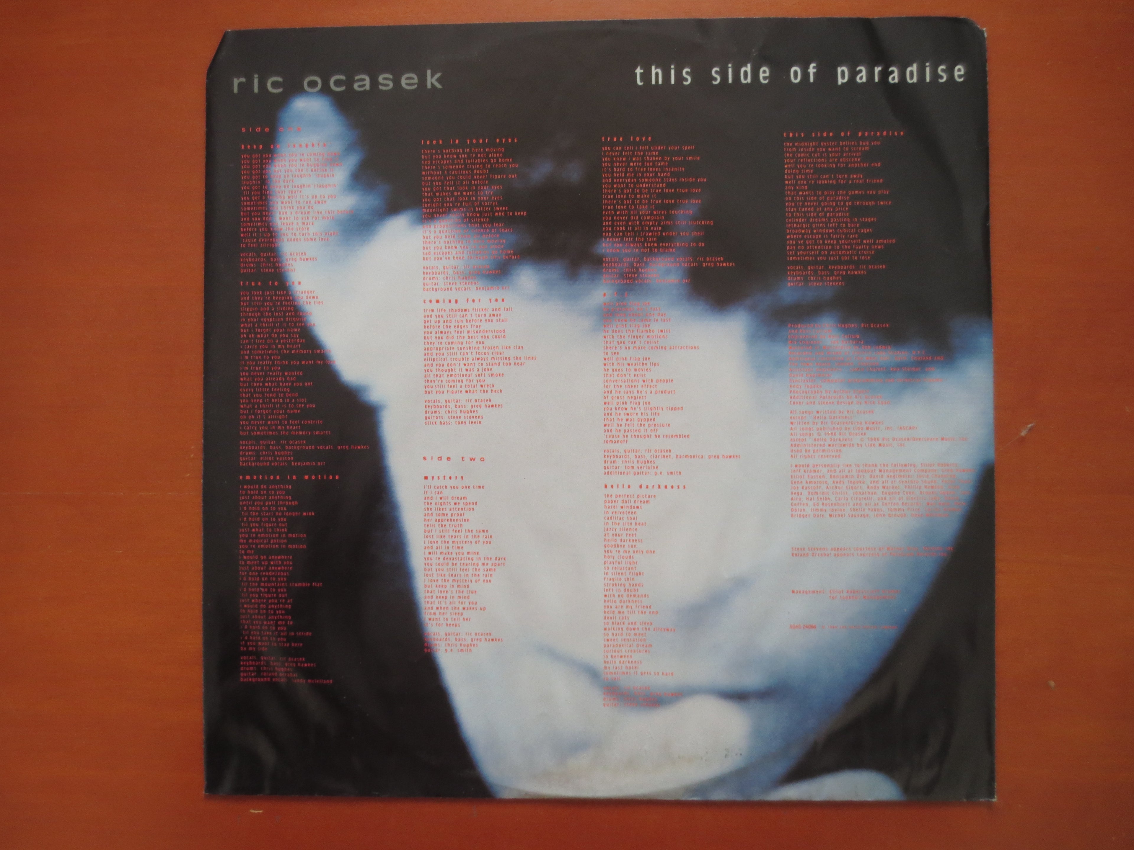 Ric Ocasek – This Side of Paradise (1986) Vinyl LP